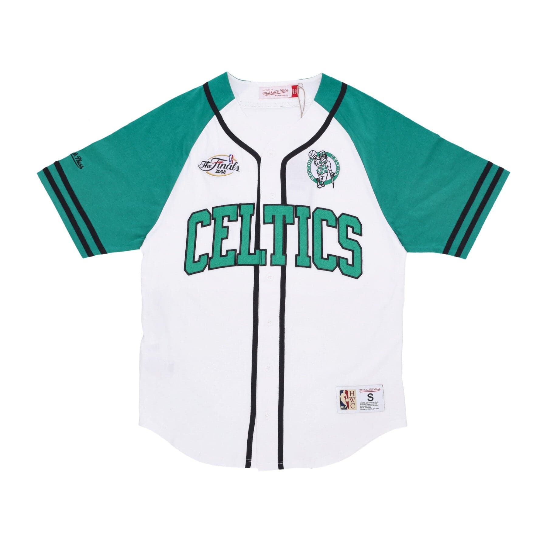 MITCHELL &amp; NESS Casacca Bottoni Uomo Nba Practice Day Button Front Jersey Hardwood Classics Boscel White - 4