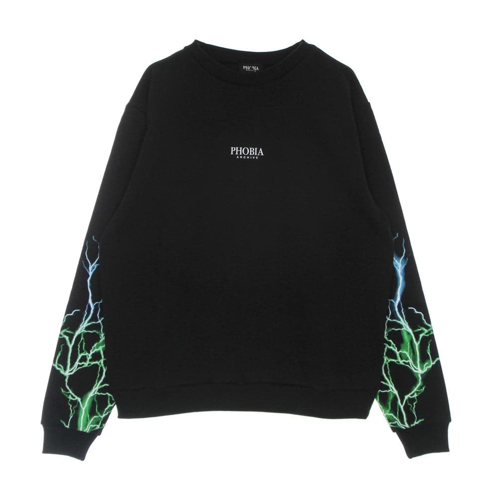 PHOBIA Felpa Leggera Girocollo Uomo Lightning Crewneck Black/green/lightblue - 4