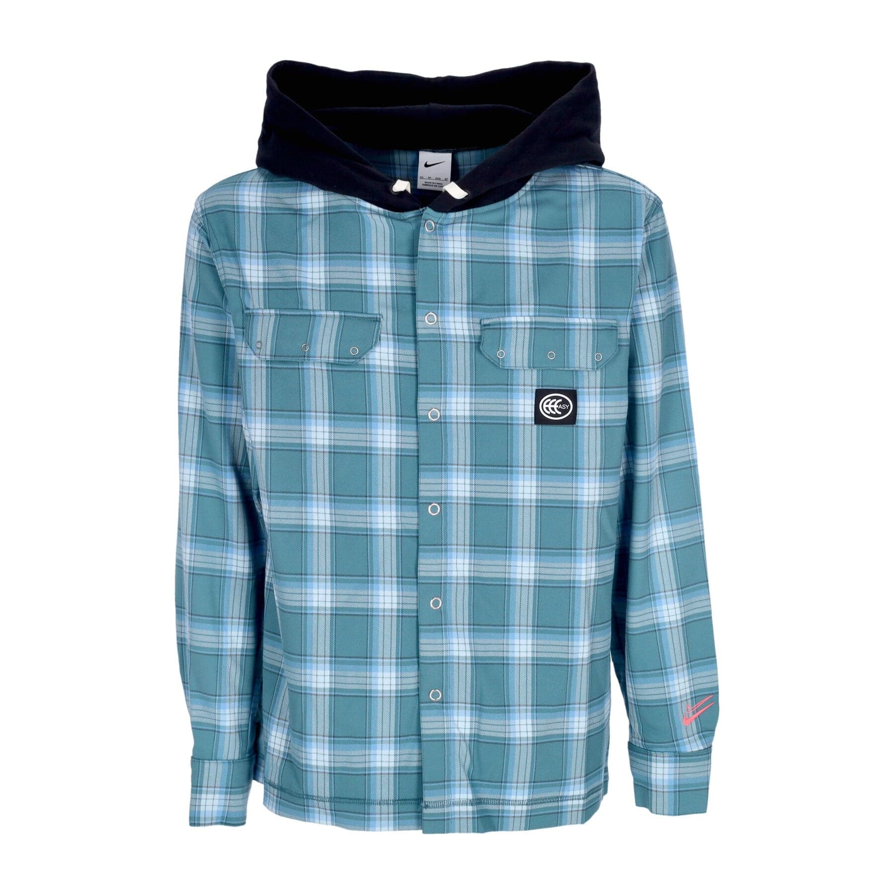 NIKE NBA Camicia Manica Lunga Cappuccio Uomo Nba Kevin Durant Flannel Hoodie Mineral Teal/black/pale Ivory/hot Punch - 3
