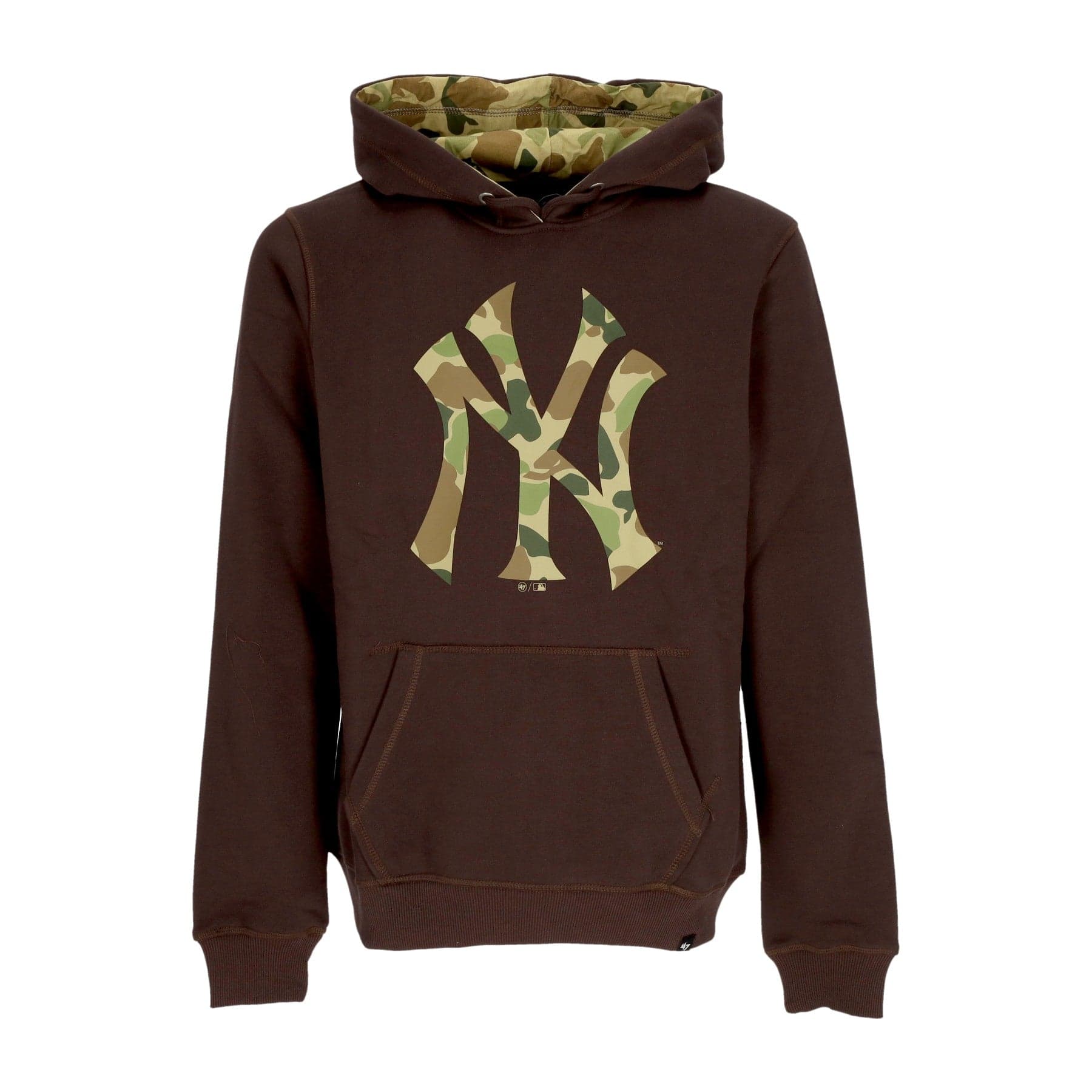 47 BRAND Felpa Cappuccio Uomo Mlb Frog Skin Camo Pop Burnside Hoodie Neyyan Brown - 3