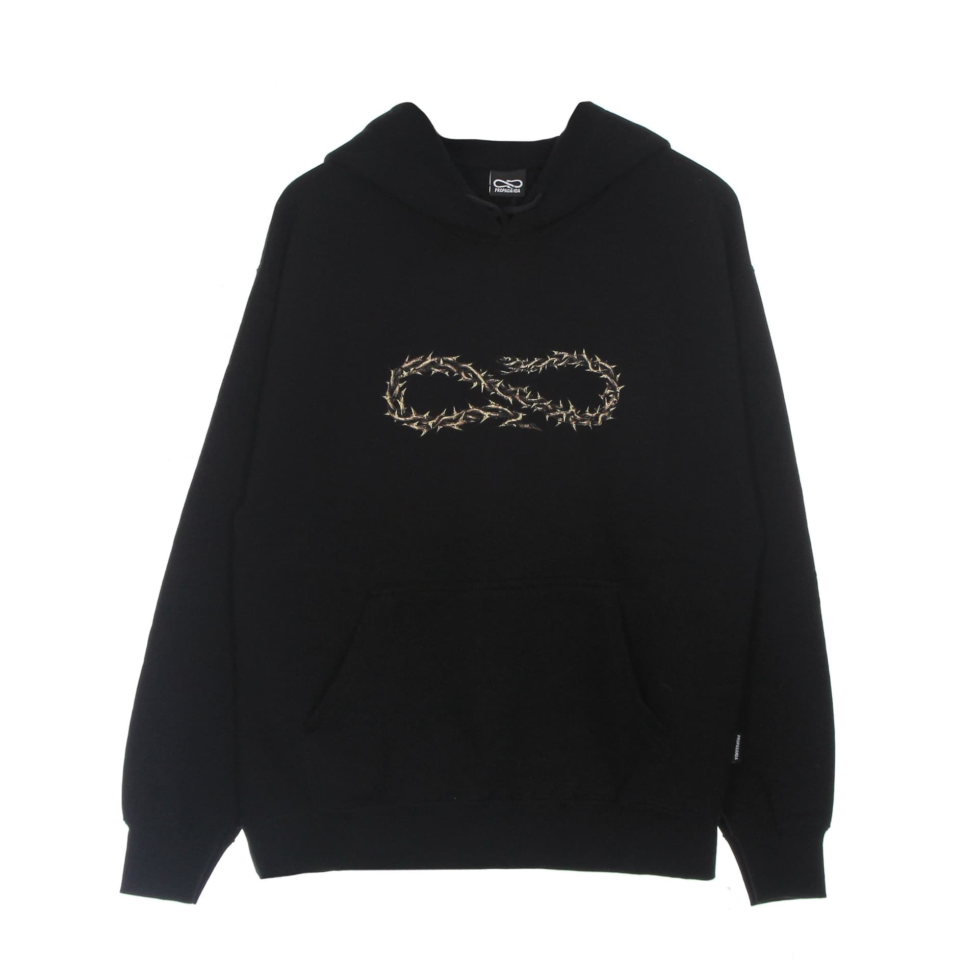PROPAGANDA Felpa Leggera Cappuccio Uomo Logo Thorn Hoodie Black - 4