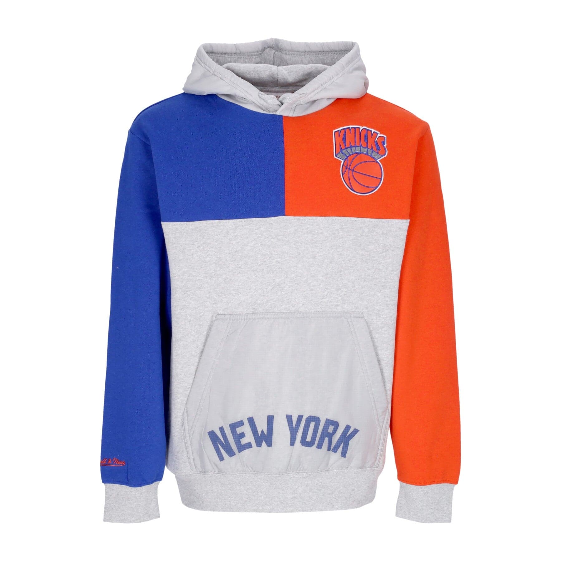 MITCHELL & NESS Felpa Cappuccio Uomo Nba Tie Breaker Fleece Hoodie Hardwood Classics Neykni Grey Heather/royal