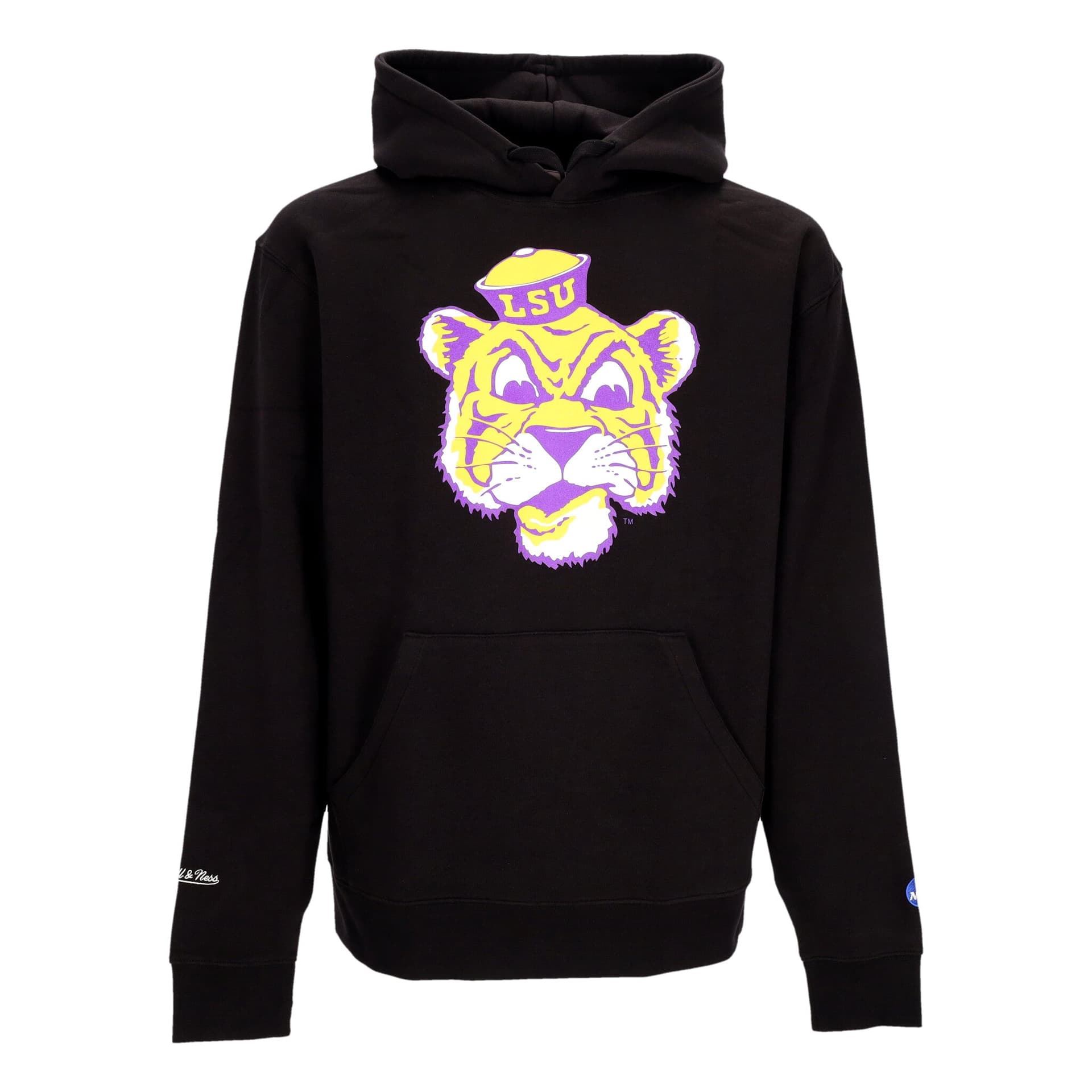MITCHELL &amp; NESS Felpa Cappuccio Uomo Ncaa Large Logo Hoodie Loutig Black - 3