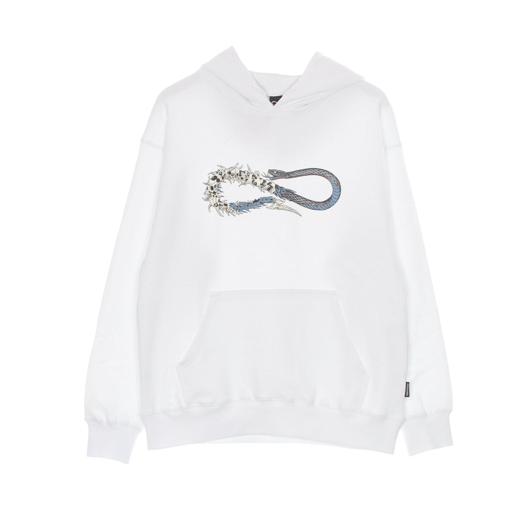 PROPAGANDA Felpa Leggera Cappuccio Uomo Logo Skullsnake Hoodie White - 5