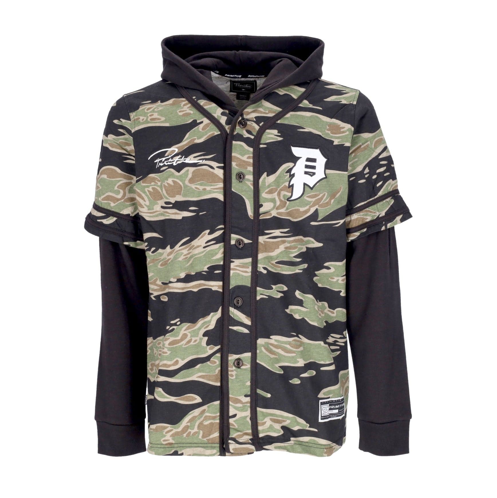 PRIMITIVE Casacca Cappuccio Uomo Tiger Two-fer Baseball Jersey Camouflage - 4