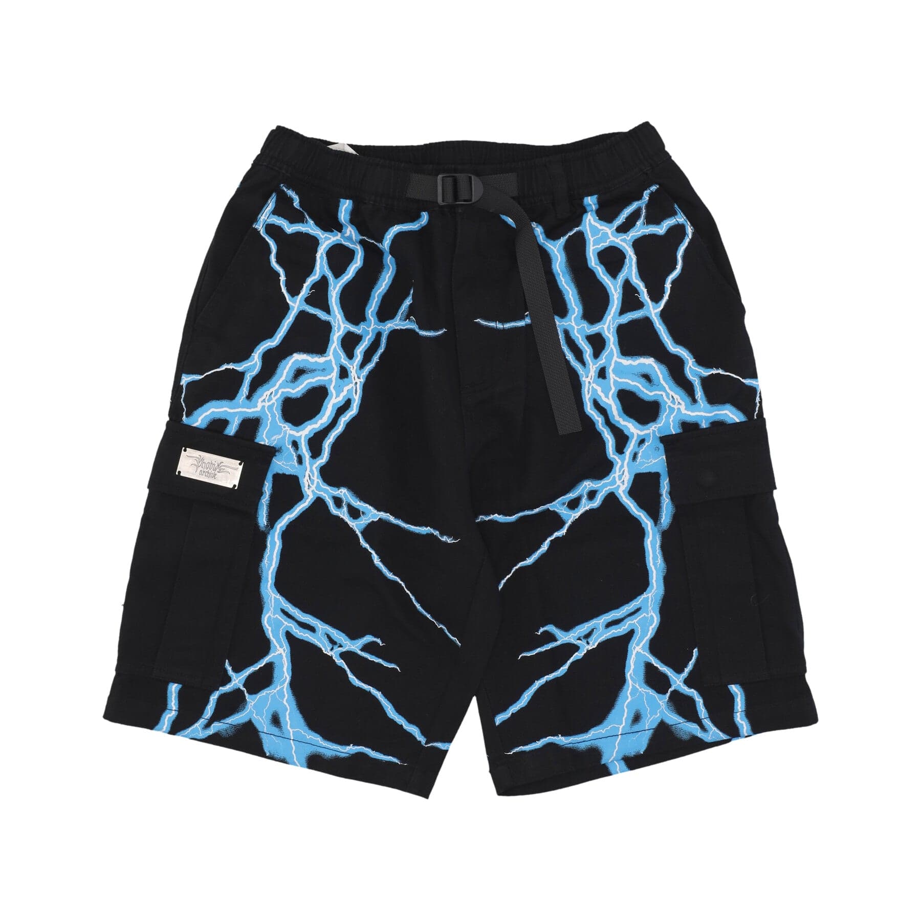 PHOBIA Pantalone Corto Uomo Lateral Lightning Cargo Shorts Black/light Blue - 3