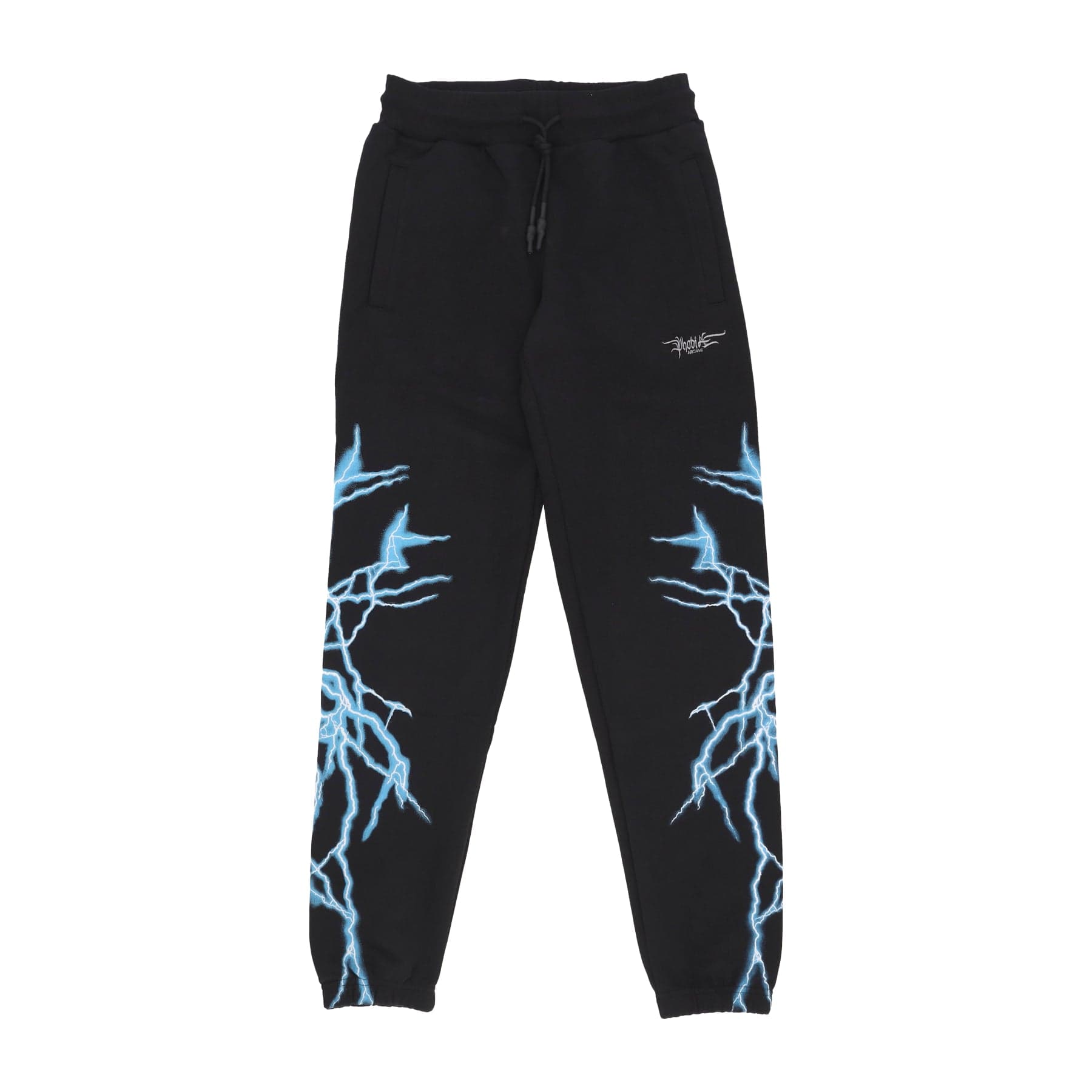 PHOBIA Pantalone Tuta Leggero Uomo Lateral Lightning Print Pants Black/light Blue - 3