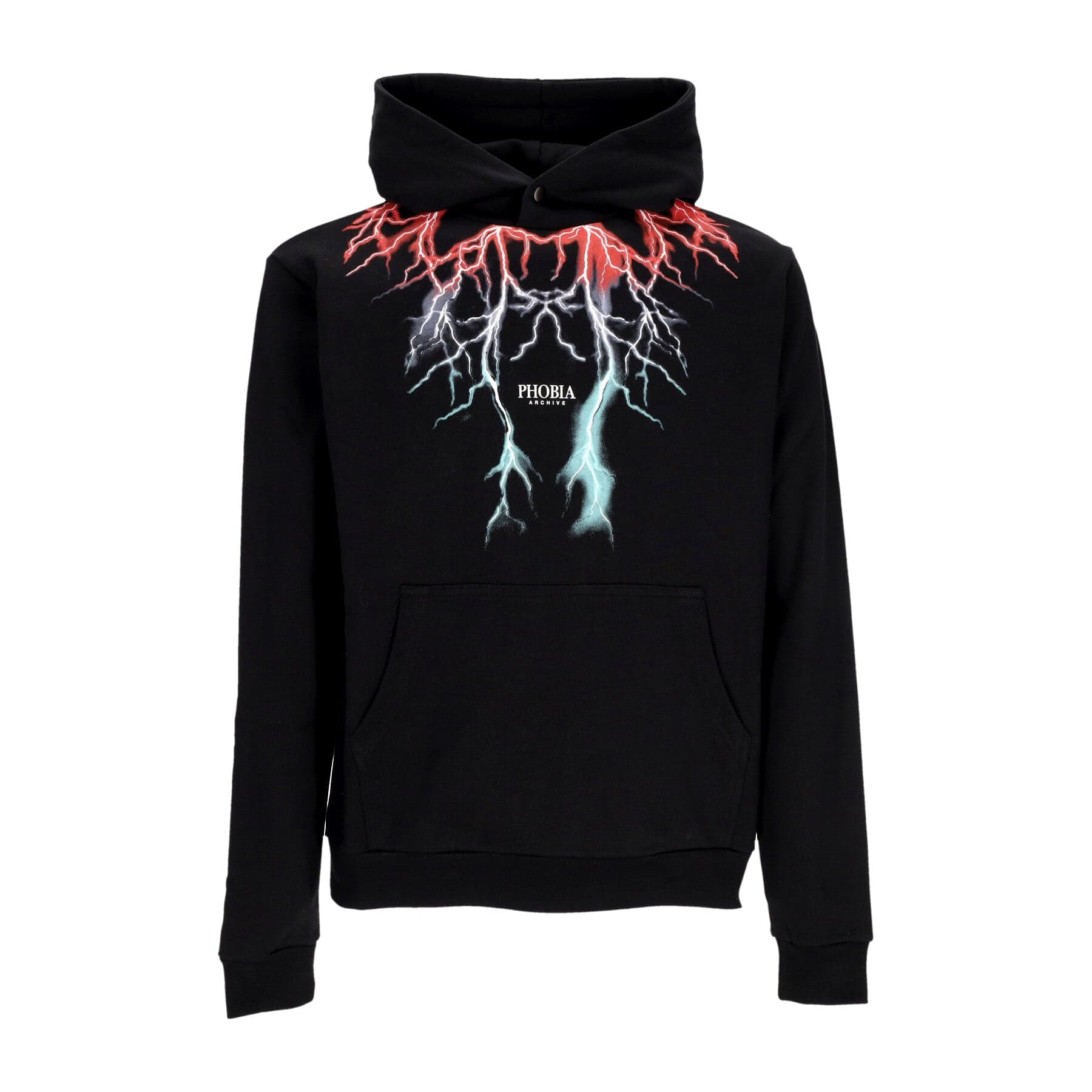 PHOBIA Felpa Leggera Cappuccio Uomo Bicolor Lightning Print Hoodie Black - 4