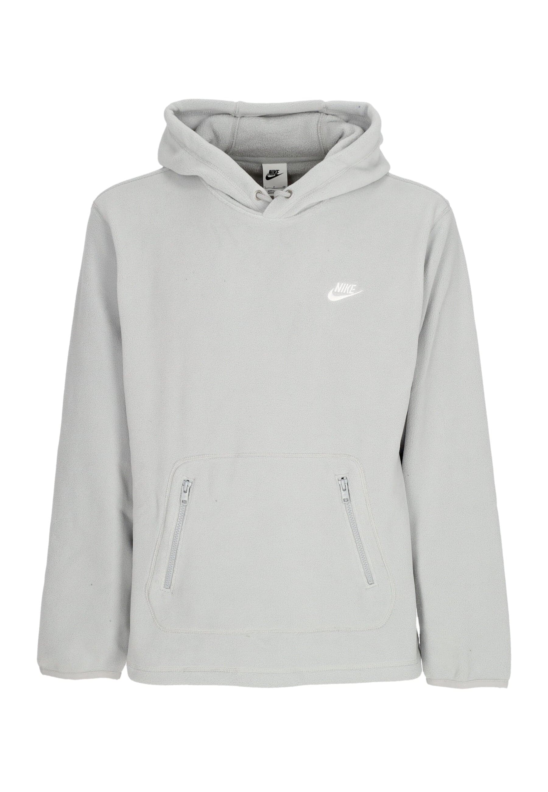 Nike Felpa Cappuccio Uomo Club Winterized Hoodie Lt Smoke Grey/white - 3