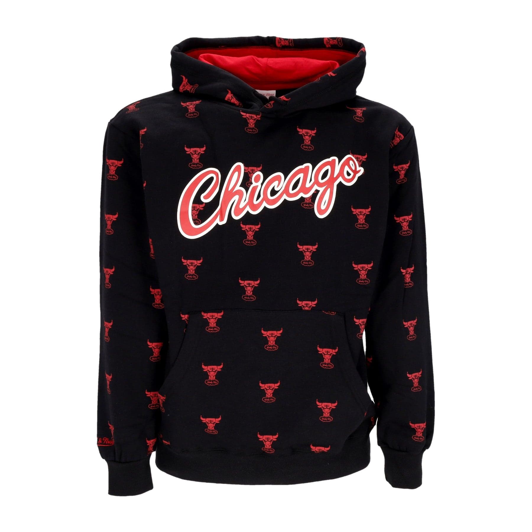 MITCHELL &amp; NESS Felpa Cappuccio Uomo Nba Aop Fleece Hoodie Chibul Black - 3