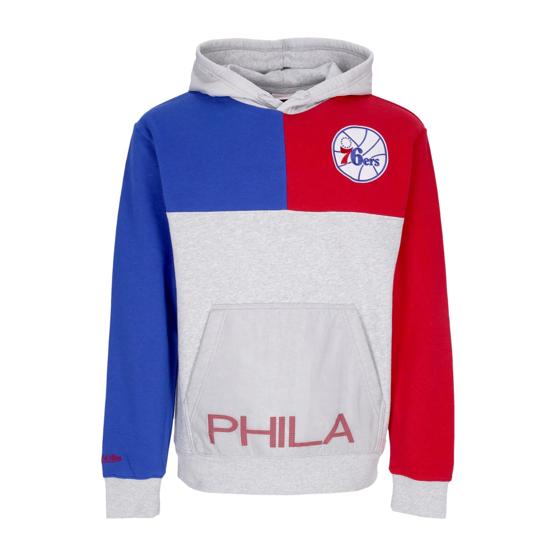 MITCHELL &amp; NESS Felpa Cappuccio Uomo Nba Tie Breaker Fleece Hoodie Phi76e Grey Heather/royal - 3