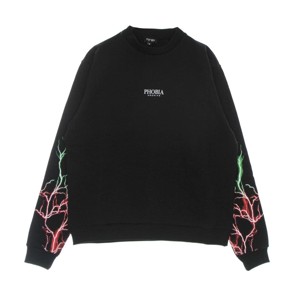 PHOBIA Felpa Leggera Girocollo Uomo Lightning Crewneck Black/red/green - 4