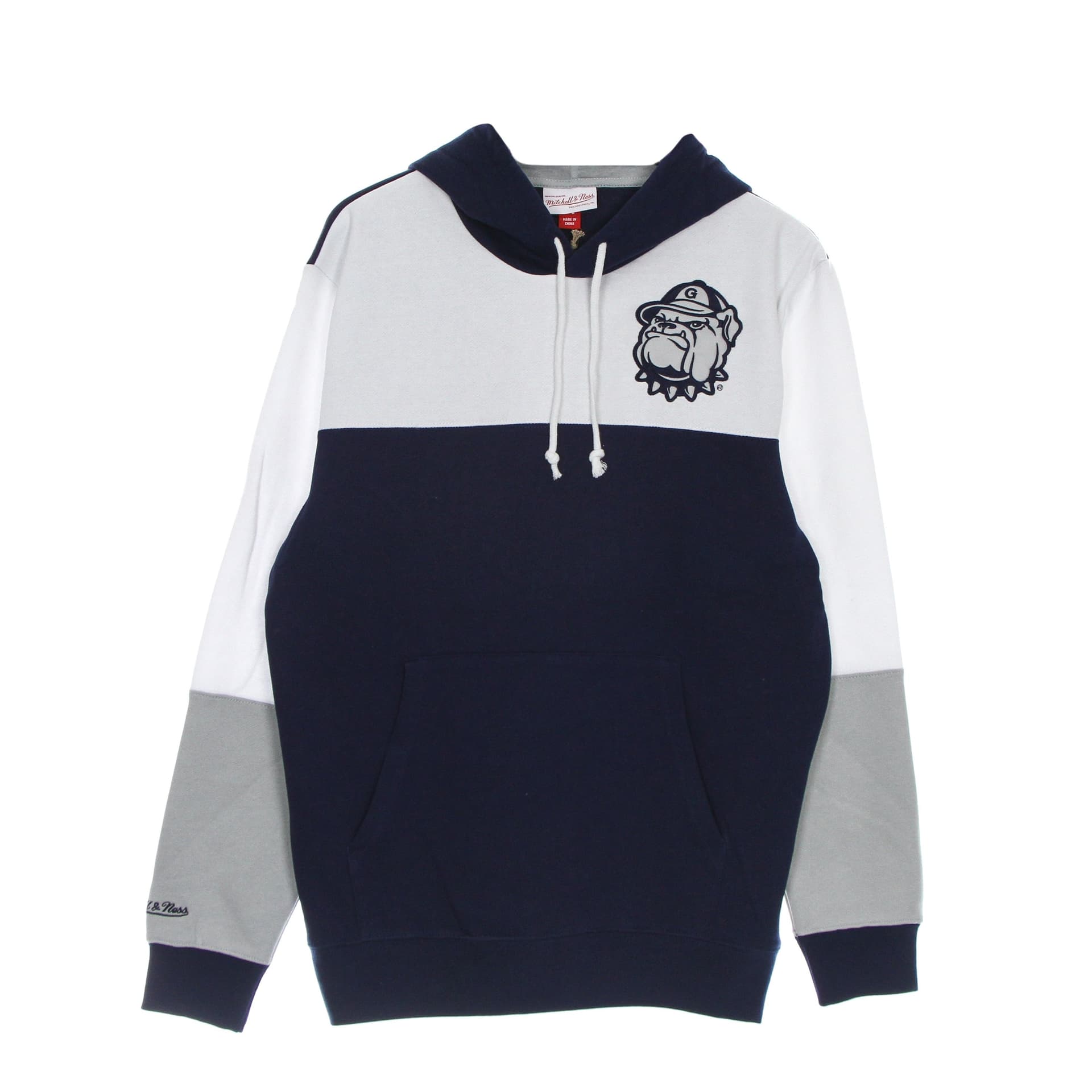 MITCHELL &amp; NESS Felpa Cappuccio Uomo Ncaa Fusion Fleece 2.0 Geohoy Navy/white - 4
