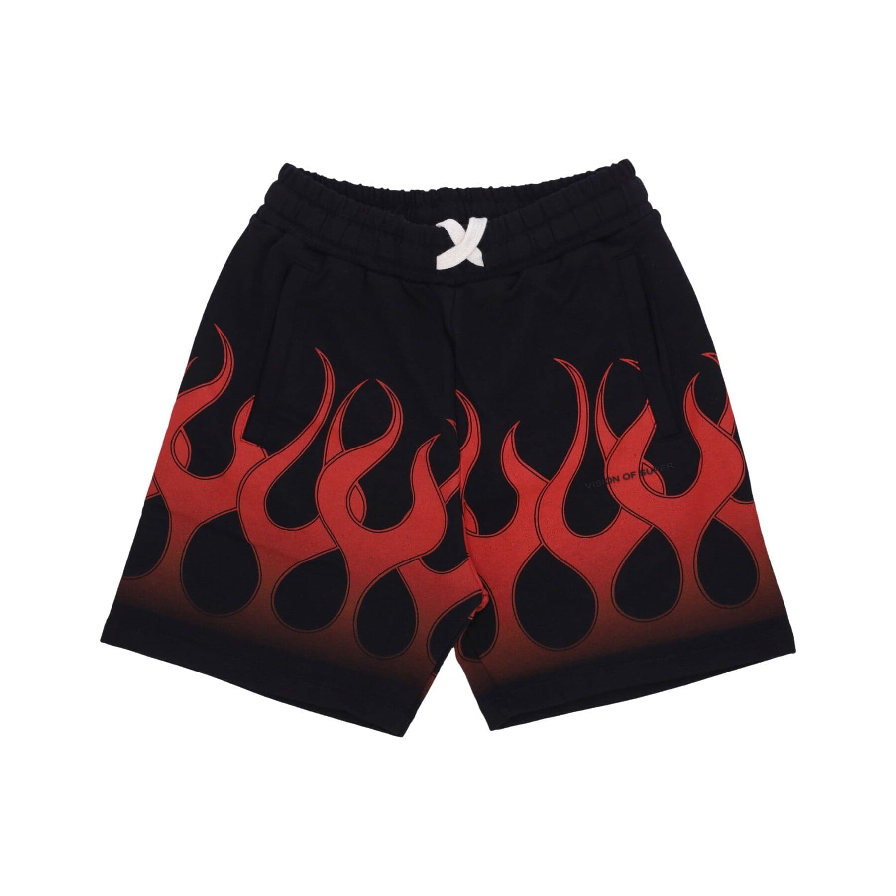 VISION OF SUPER Pantalone Corto Tuta Uomo Flames Shorts Black/red - 3