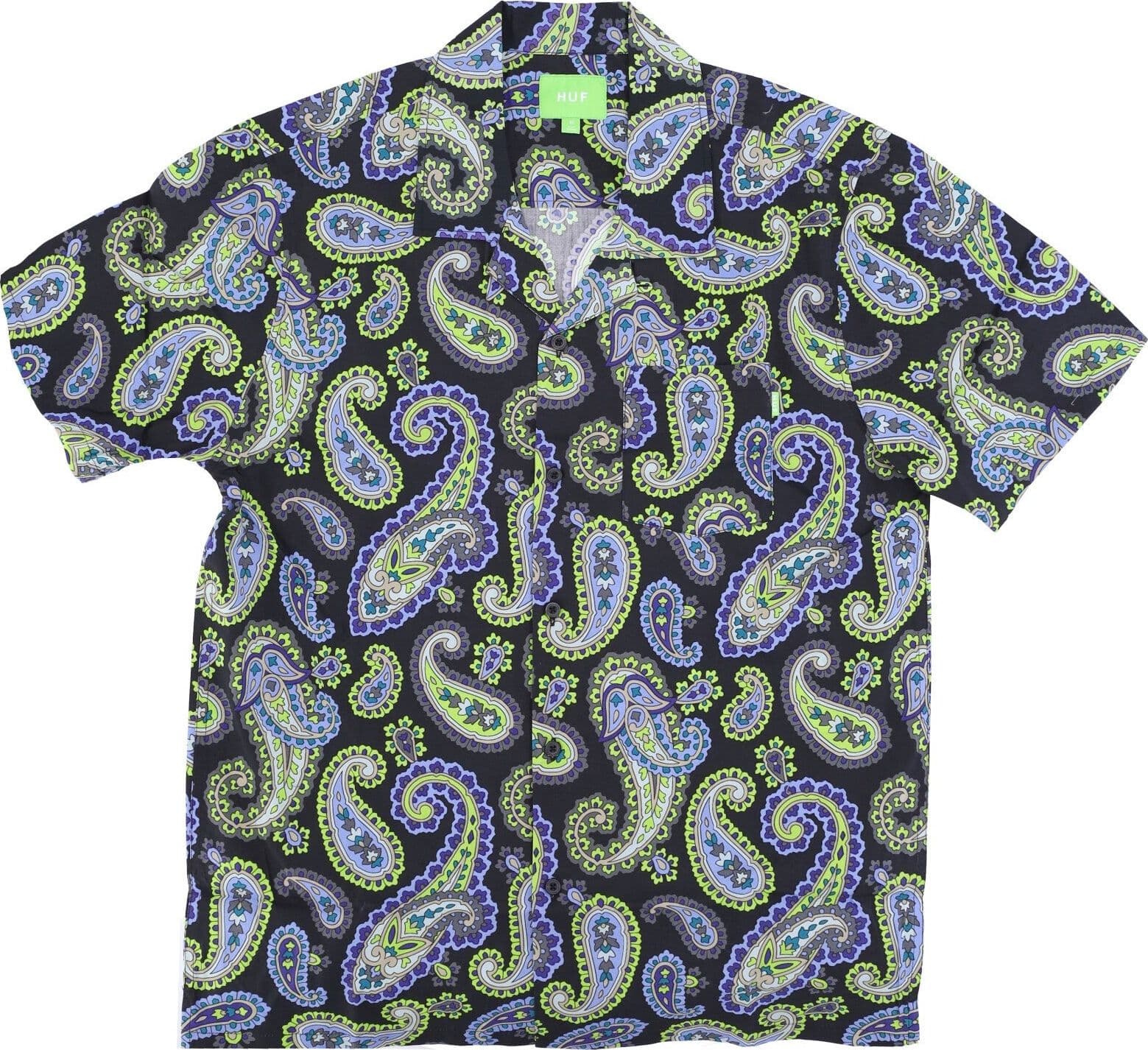 HUF Camicia Manica Corta Uomo Paisley Woven Top Black