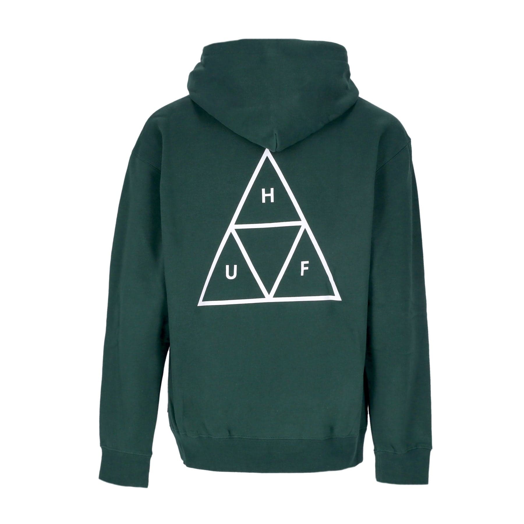 HUF Felpa Cappuccio Uomo Essentials Tt P/o Hoodie Forest Green - 3