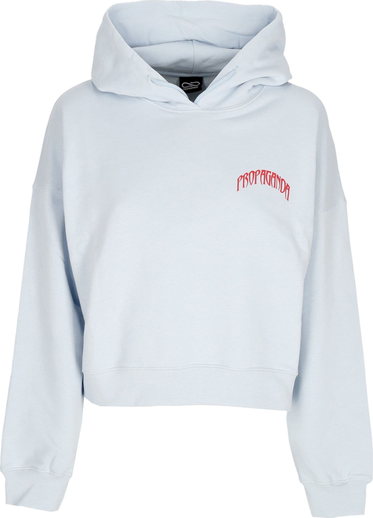 PROPAGANDA Felpa Leggera Cappuccio Corta Donna W Triangle Bengala Crop Top Hoodie Sky