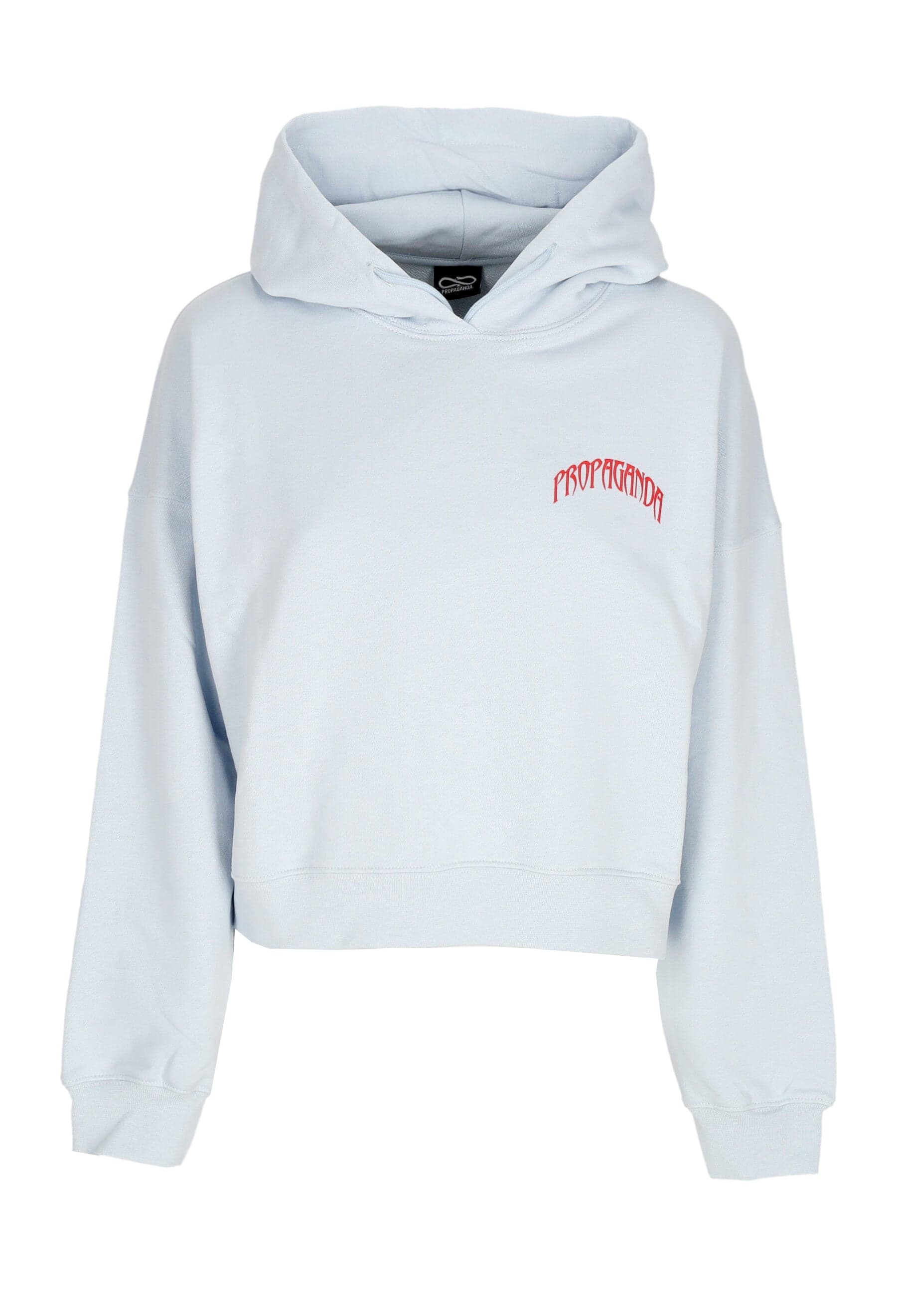 PROPAGANDA Felpa Leggera Cappuccio Corta Donna W Triangle Bengala Crop Top Hoodie Sky - 4