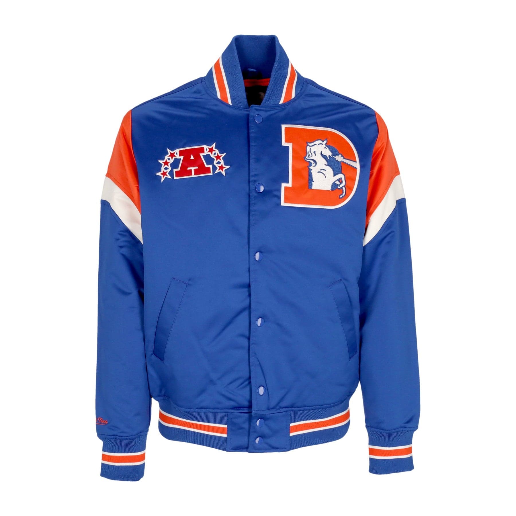 MITCHELL &amp; NESS Giubbotto Bomber Uomo Nfl Heavyweight Satin Jacket Denbro Original Team Colors - 3
