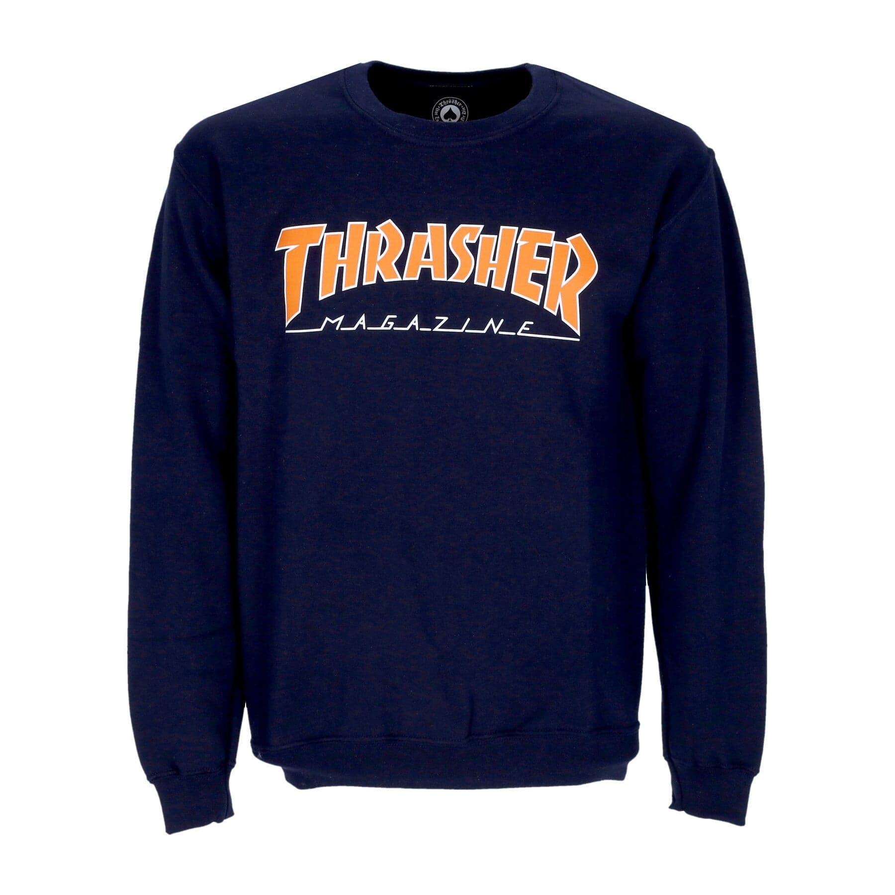 THRASHER Felpa Girocollo Uomo Outlined Crewneck Navy Orange - 3