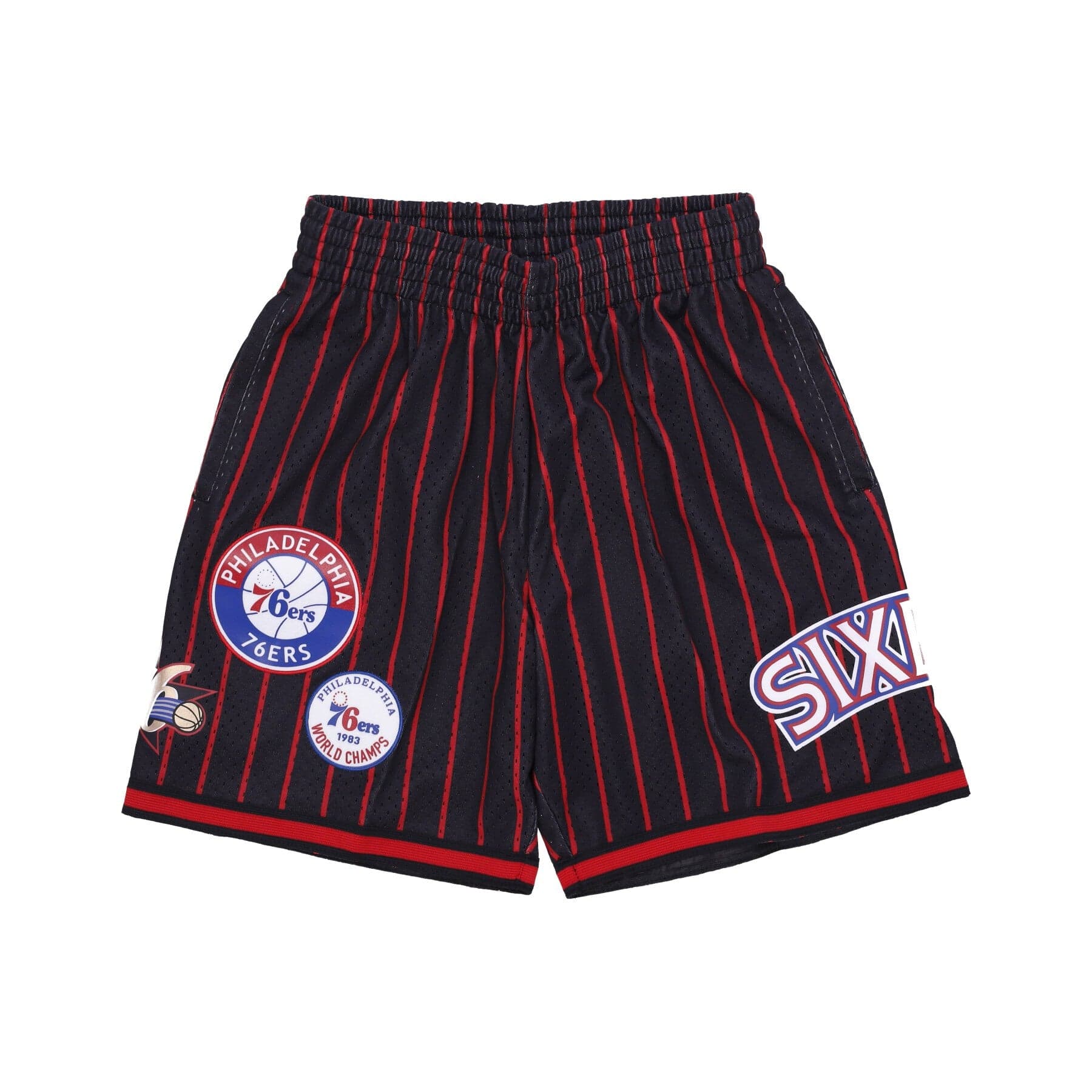 MITCHELL &amp; NESS Pantaloncino Basket Uomo Nba Hometown Mesh Short Hardwood Classics Phi76e Black/red - 4