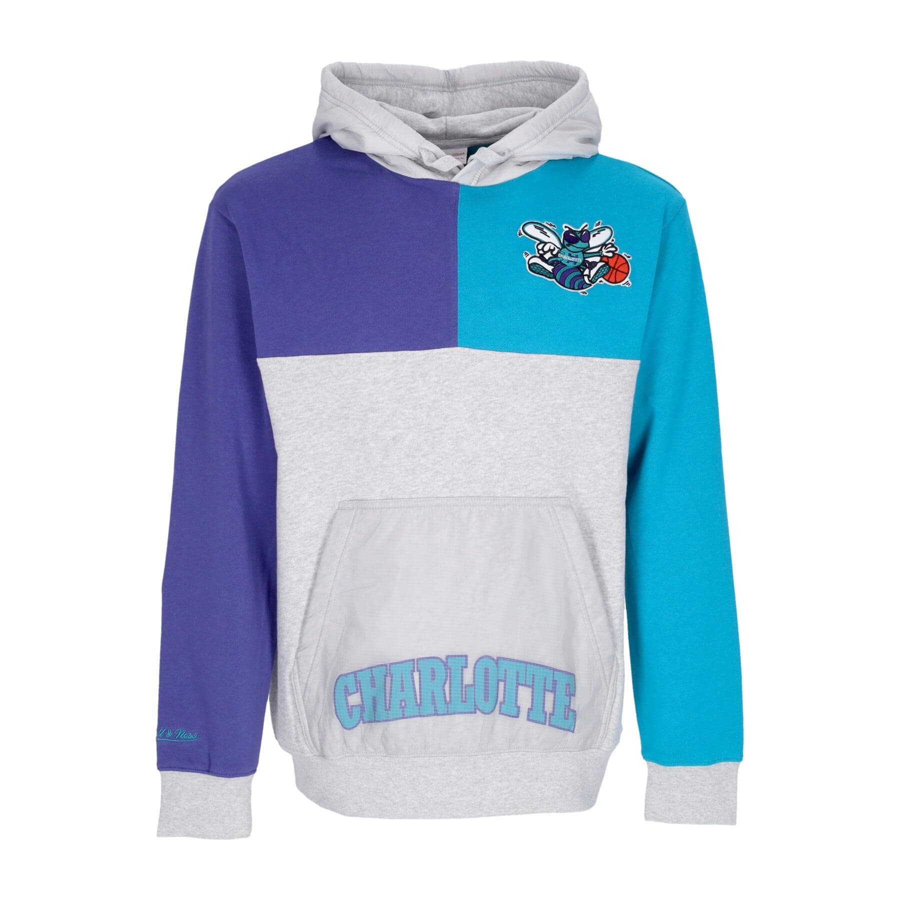 MITCHELL &amp; NESS Felpa Cappuccio Uomo Nba Tie Breaker Fleece Hoodie Hardwood Classics Chahor Grey Heather/purple - 2