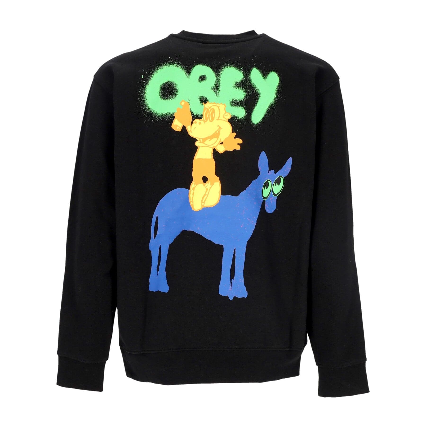 OBEY Felpa Leggera Girocollo Uomo Donkey Premium French Terry Crew Black - 3