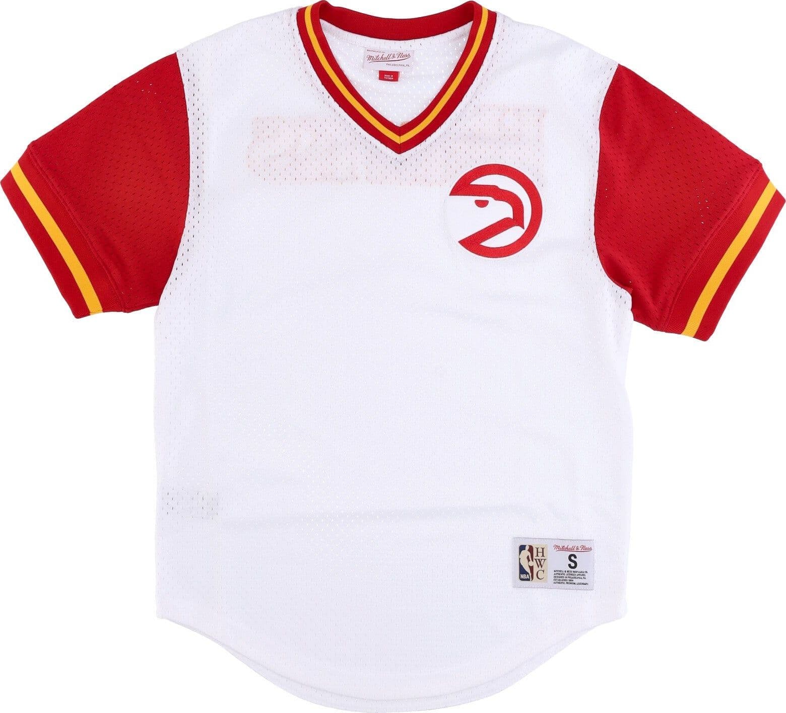 MITCHELL & NESS Casacca Uomo Nba Fashion Mesh V-neck Hardwood Classics Atlhaw White/original Team Colors
