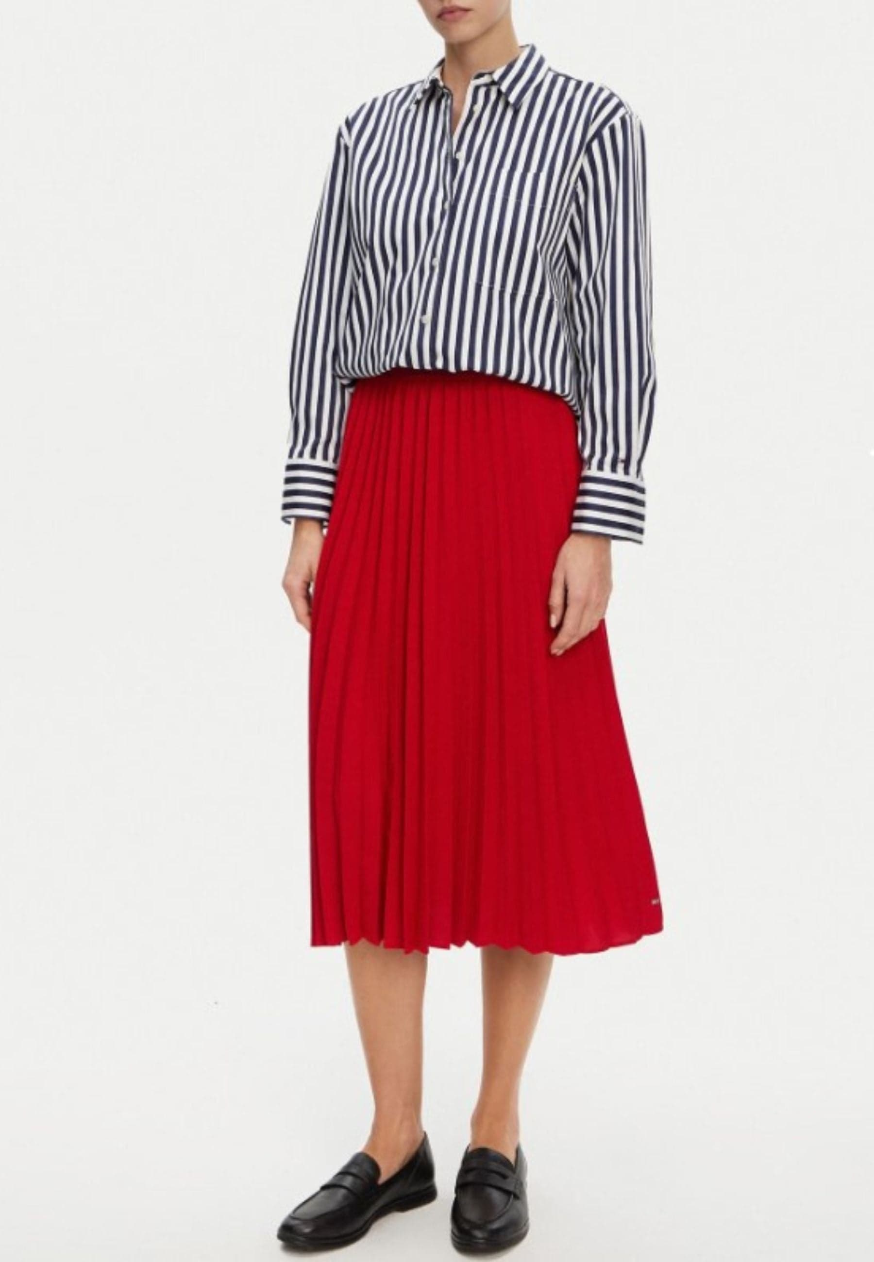 Tommy Hilfiger  GONNA FLUID PLEATED PULL ON MIDI SKIRT – ROSSO