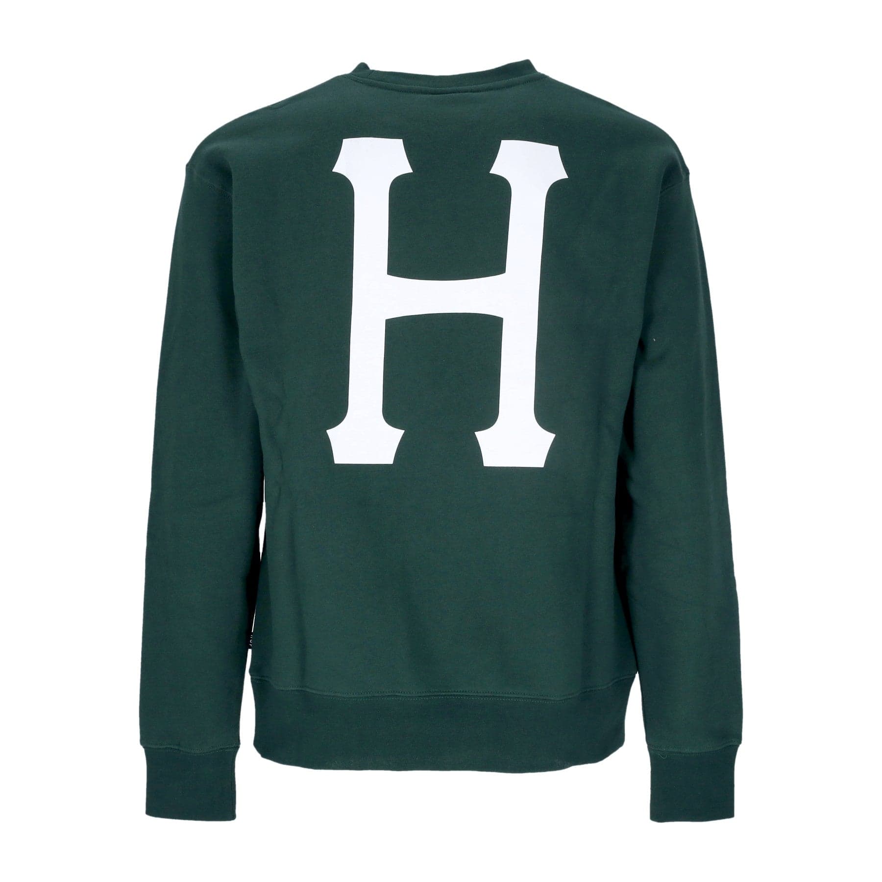 HUF Felpa Girocollo Uomo Essentials Classic H Crew Forest Green - 3