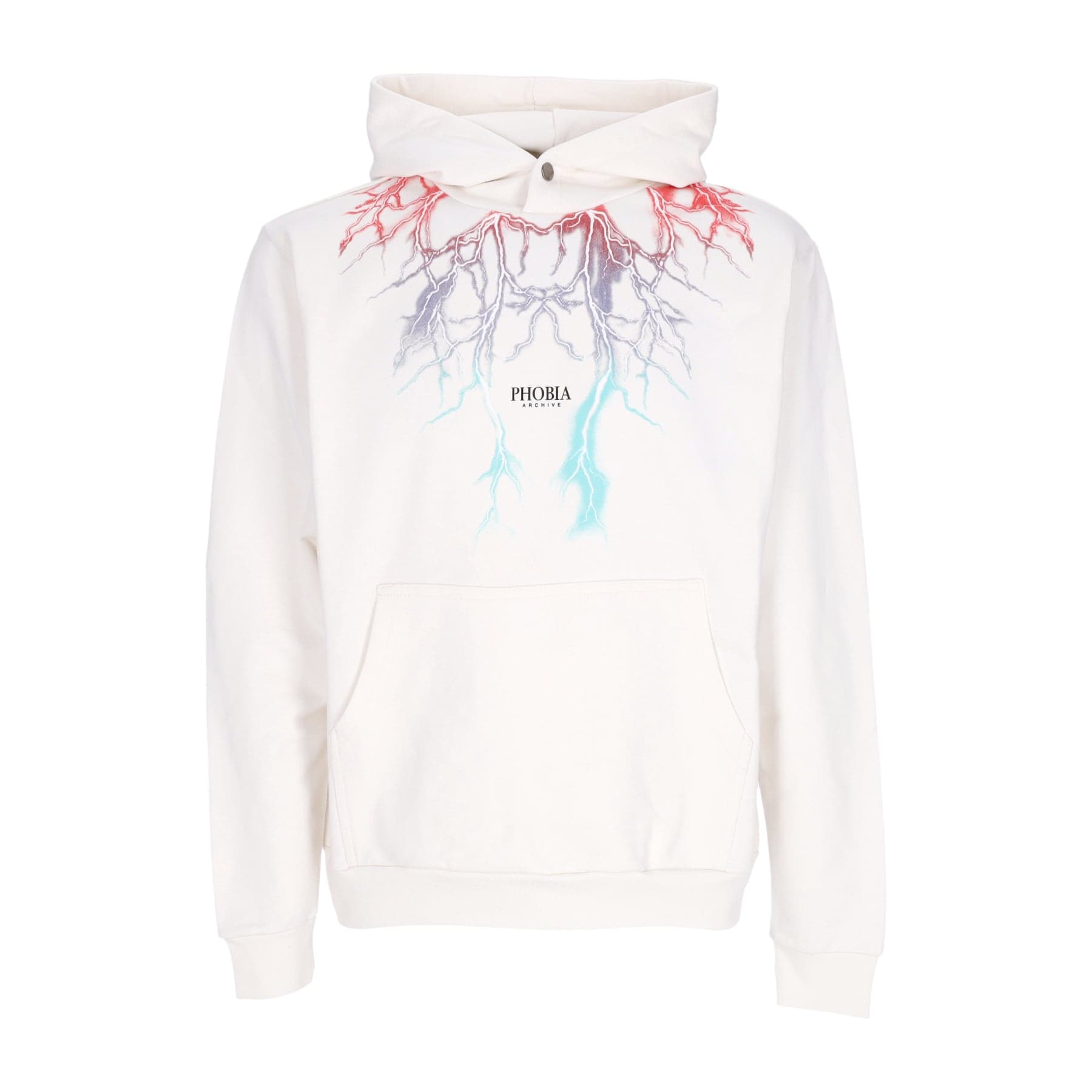 PHOBIA Felpa Cappuccio Uomo Bicolor Lightning Print Hoodie White - 4