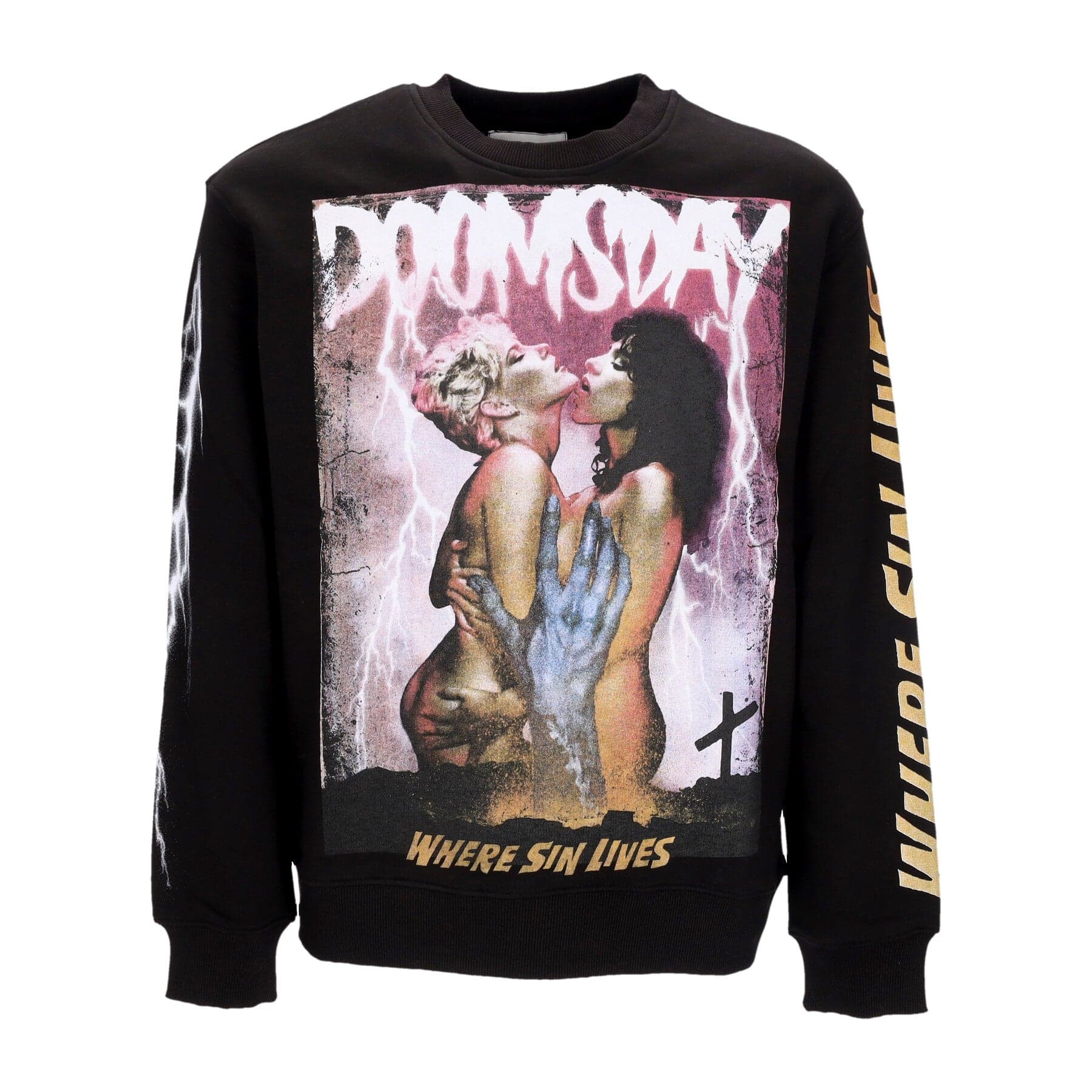 DOOMSDAY Felpa Leggera Girocollo Uomo Where Sin Lives Crewneck Black - 3