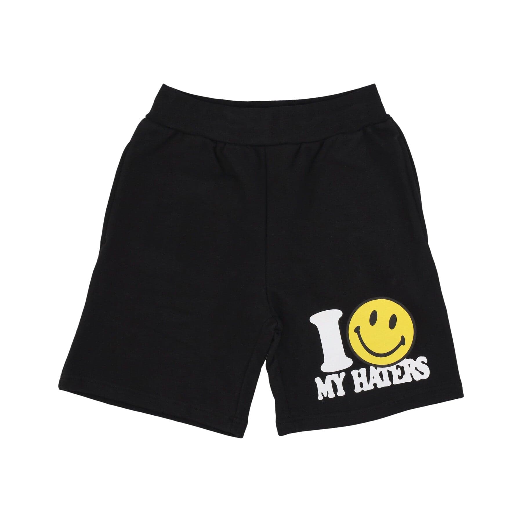 MARKET Pantalone Corto Tuta Felpato Uomo Smiley Haters Sweatshorts Black - 3