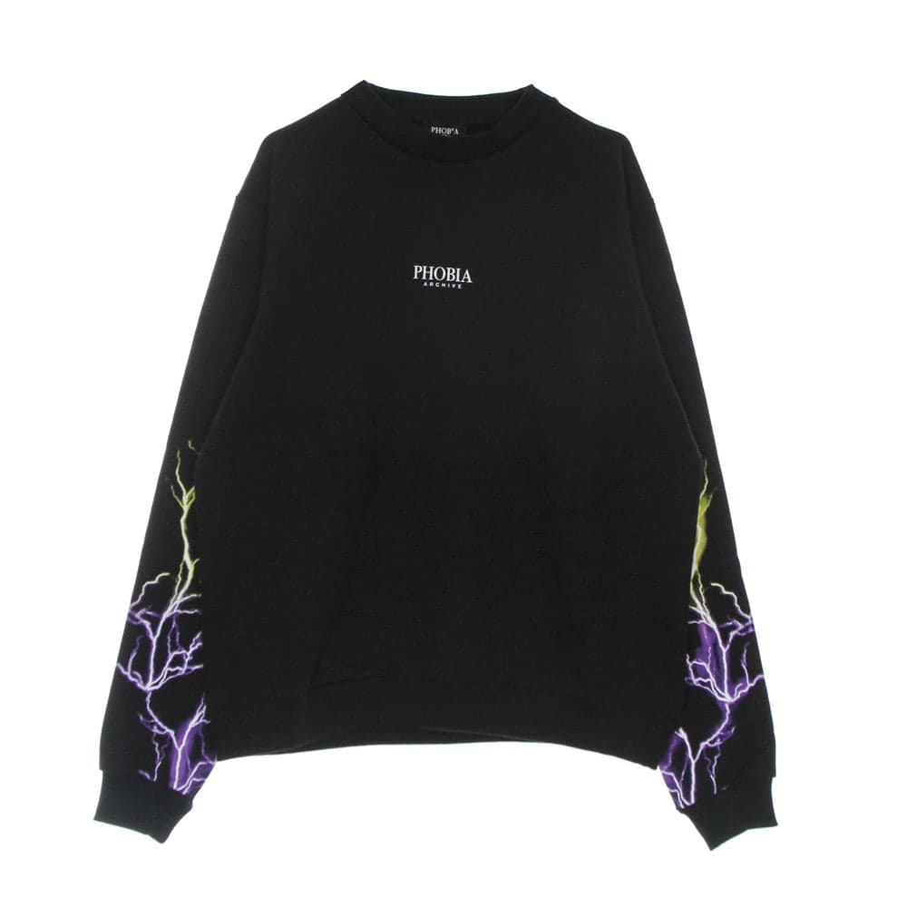 PHOBIA Felpa Leggera Girocollo Uomo Lightning Crewneck Black/purple/yellow - 3