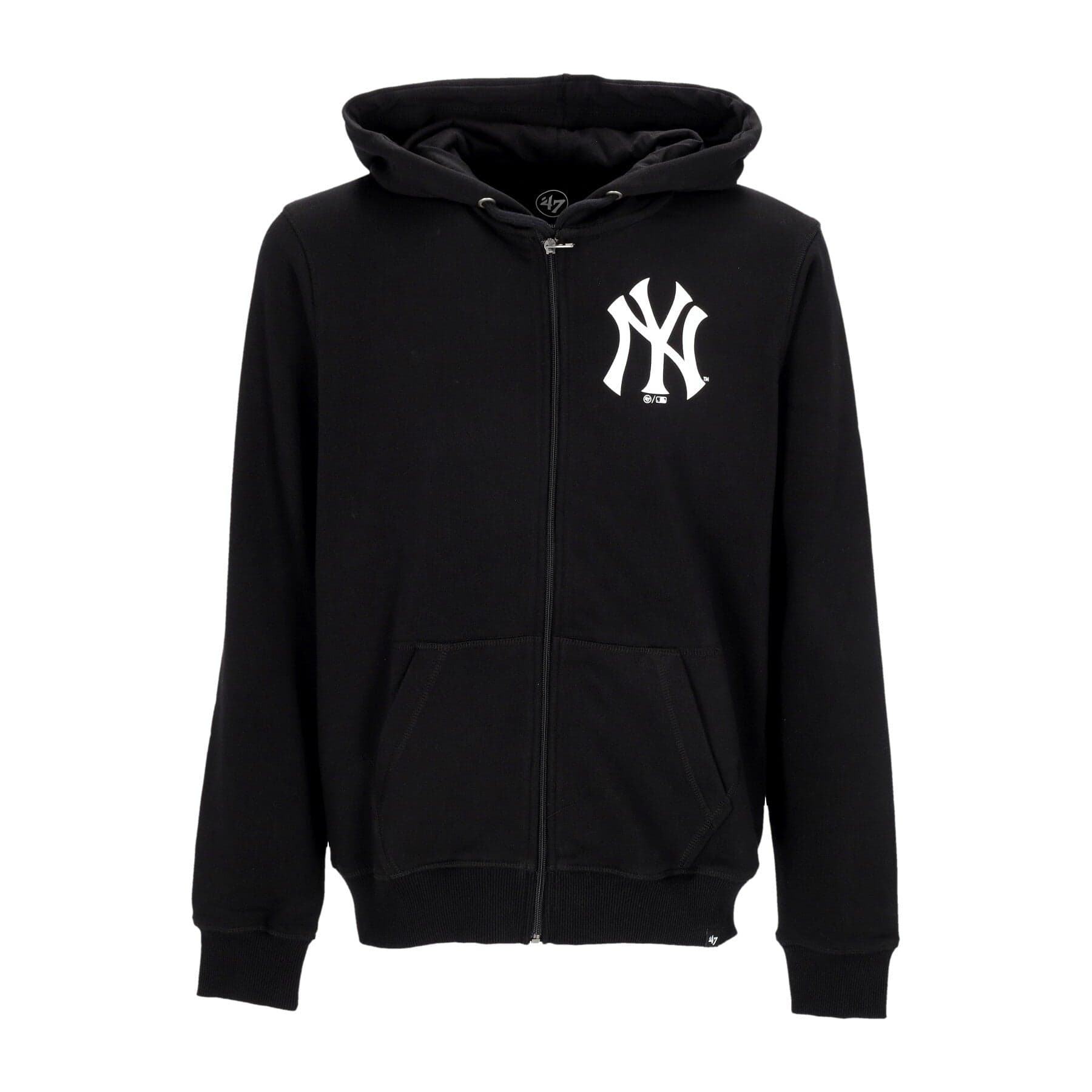 47 BRAND Felpa Leggera Cappuccio Zip Uomo Mlb Imprint Helix Zip Hoodie Neyyan Jet Black - 3