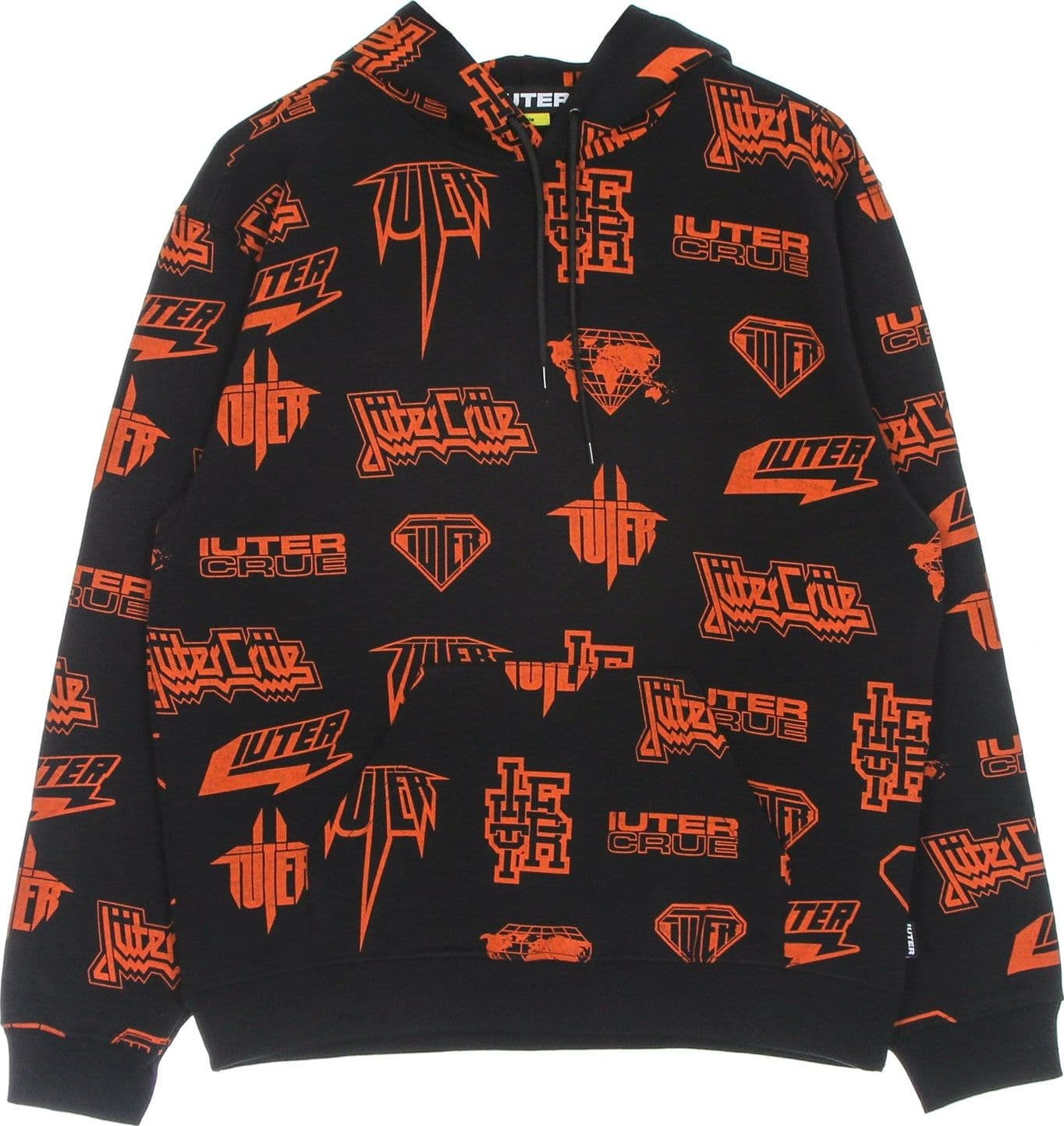 IUTER Felpa Leggera Cappuccio Uomo Horns Allover Hoodie Black