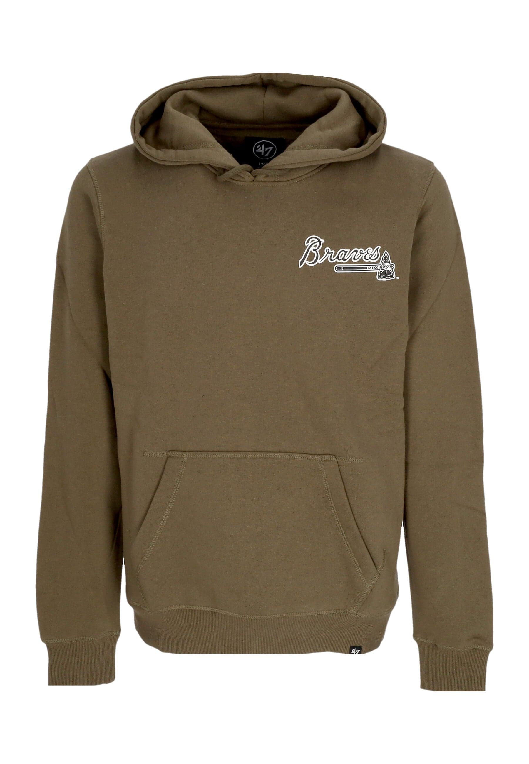 47 BRAND Felpa Cappuccio Uomo Mlb Backer Burnside Hoodie Atlbra Sandalwood - 3