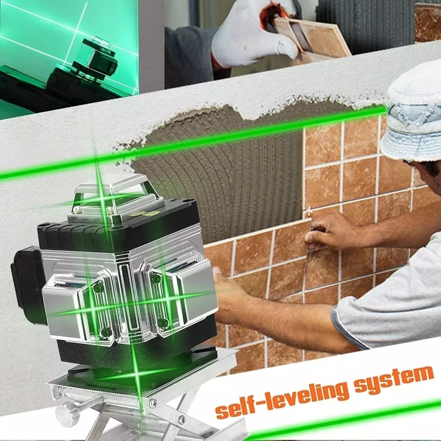 Livella laser tracciatore autolivellante 4D 16 linee 360° rotazione linea verde - 8