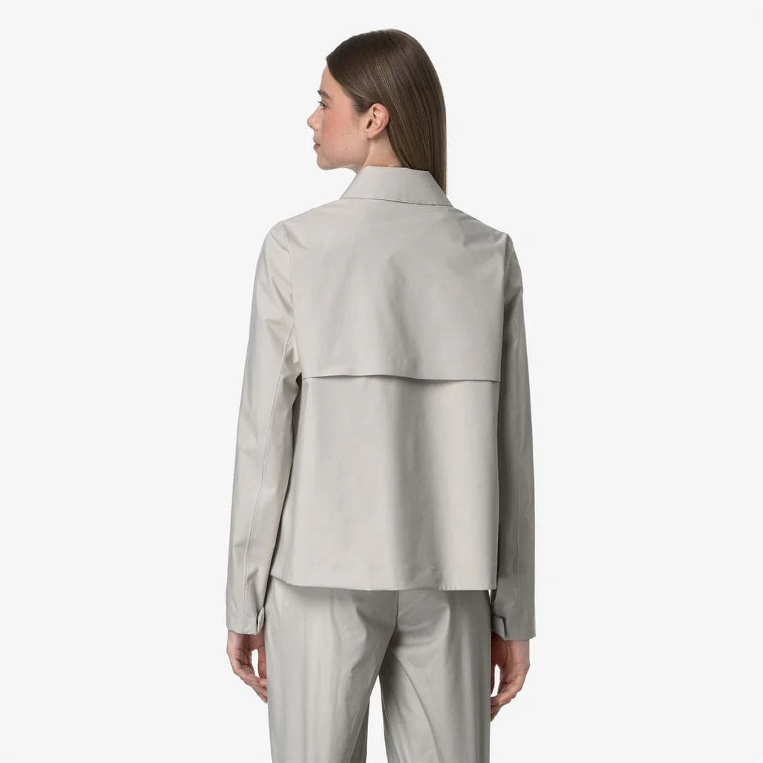 K-WAY Giacca Corta Impermeabile capospalla Donna Grigia Beige Arabel stretch 2L - 5
