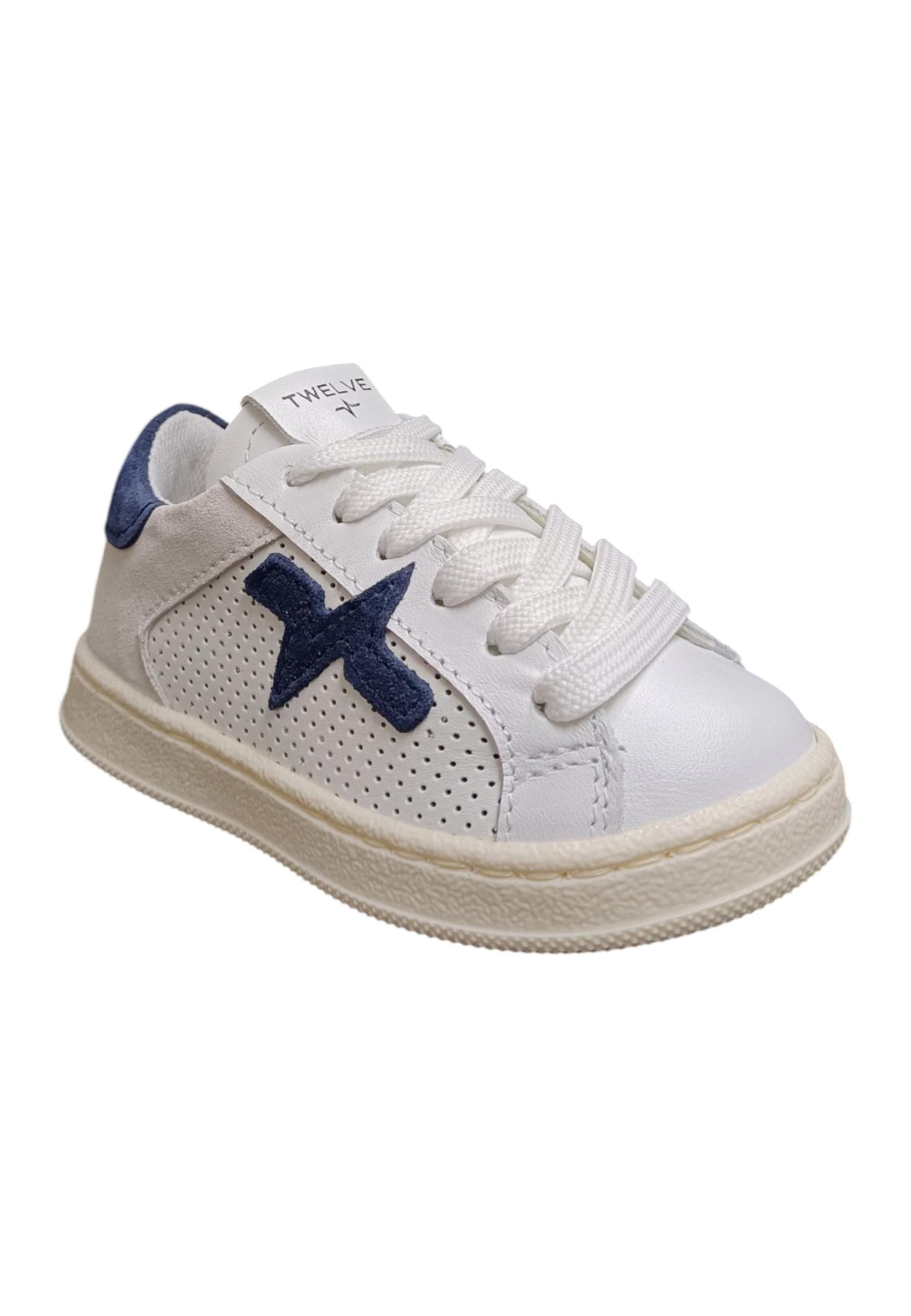 Scarpe sneakers Bambini e ragazzi TWELVE gamme  bianco-blue laccio in Sneaker casual Scarpetteria Gica - Trani, commercioVirtuoso.it