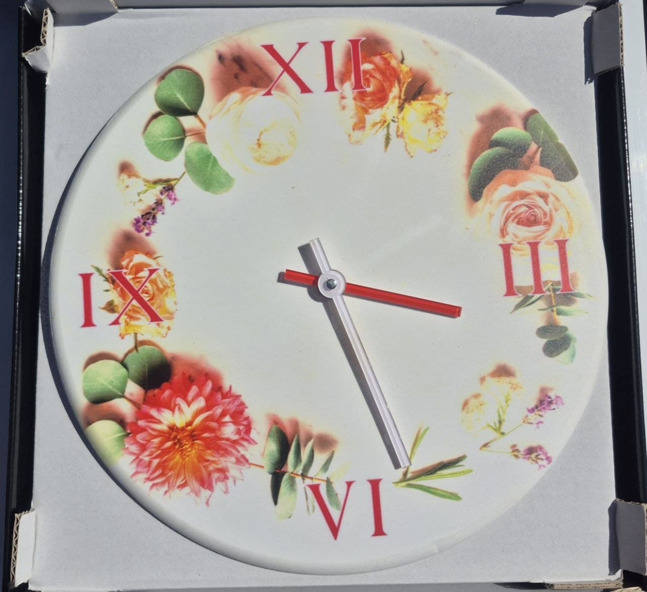 OROLOGIO DA PARETE DIAM. 30 FIORI COMPLEANNO REGALO FESTA DELLA MAMMA/ DONNA - 3