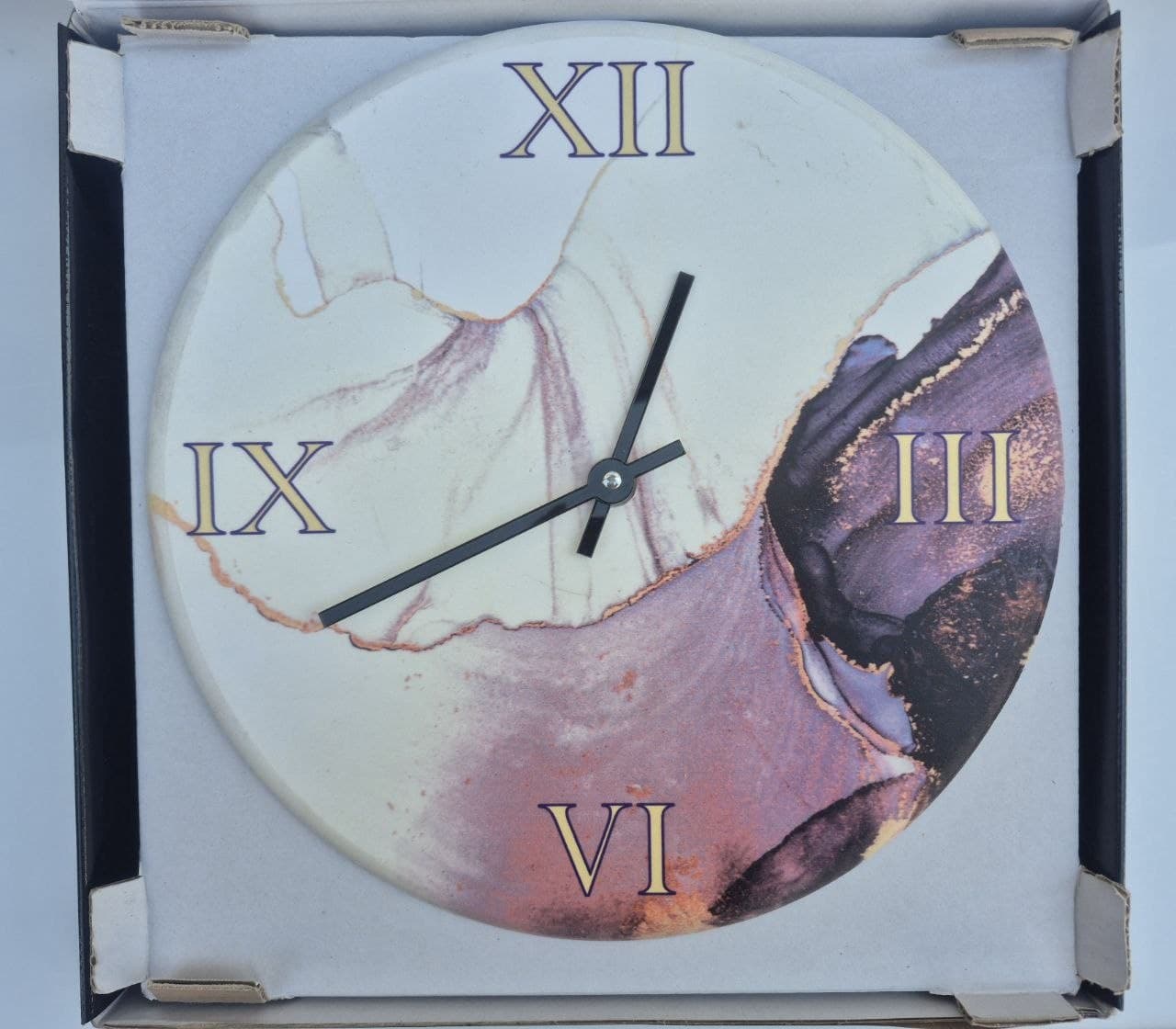 OROLOGIO DA PARETE DIAM. 30 EFFETTO MARMO REGALO FESTA DELLA MAMMA DELLA DONNA - 3