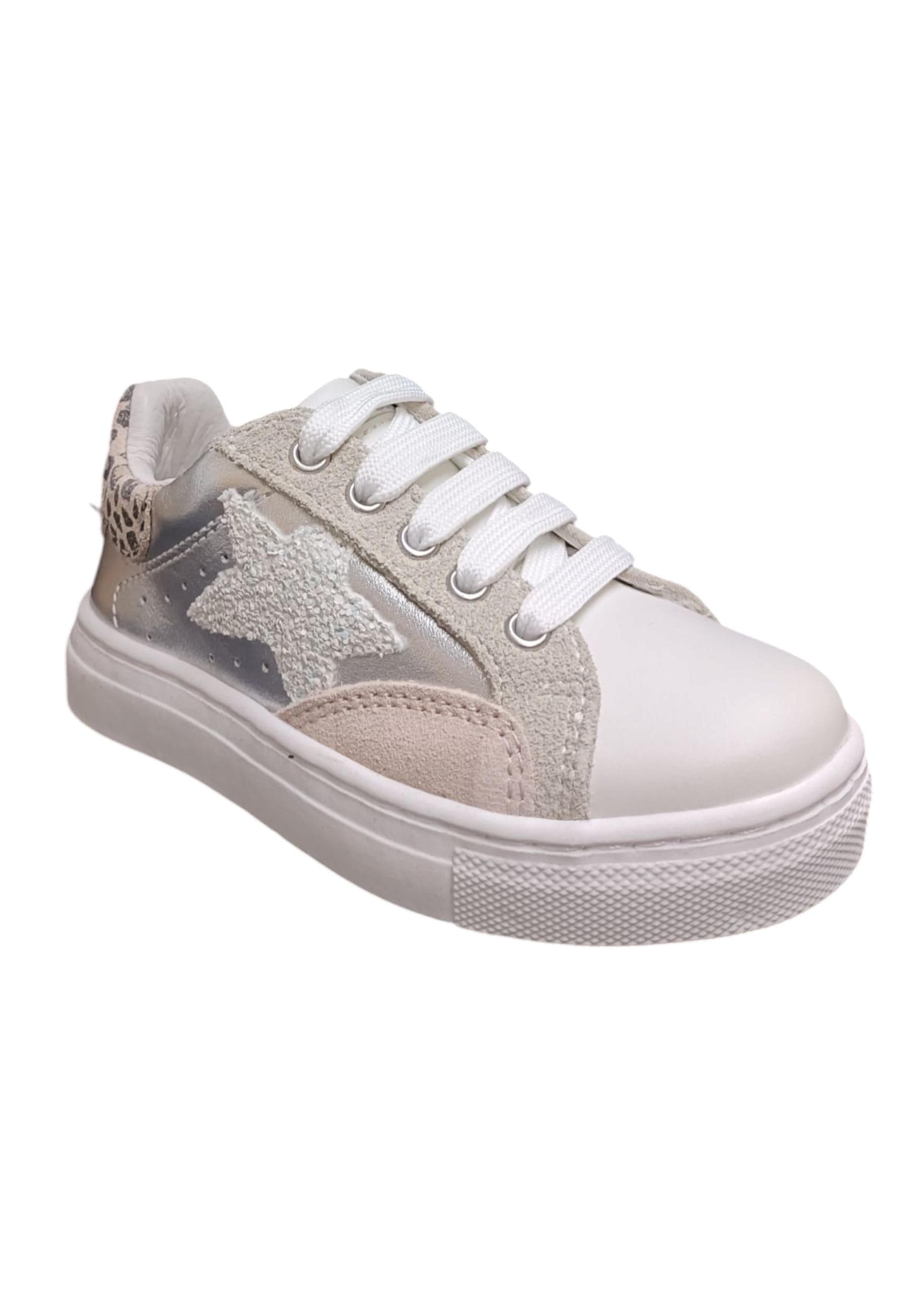 Scarpe sneakers Bambine e ragazze balducci BUTTER  bianco-argento-beige-maculato laccio e zip laterale in Ballerine Scarpetteria Gica - Trani, commercioVirtuoso.it
