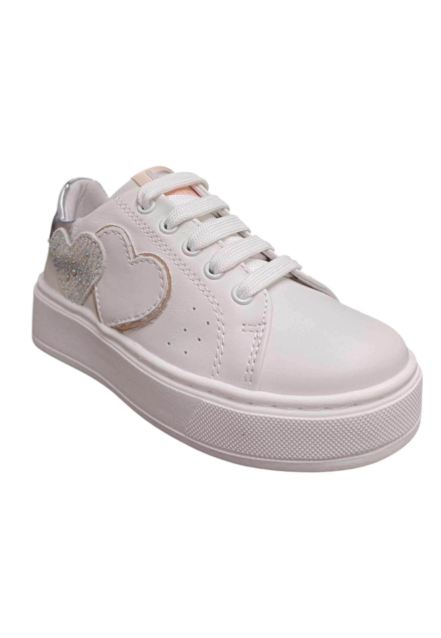 Scarpe sneakers Bambine e ragazze balducci kiab  bianco-argento laccio e zip laterale in Ballerine Scarpetteria Gica - Trani, commercioVirtuoso.it