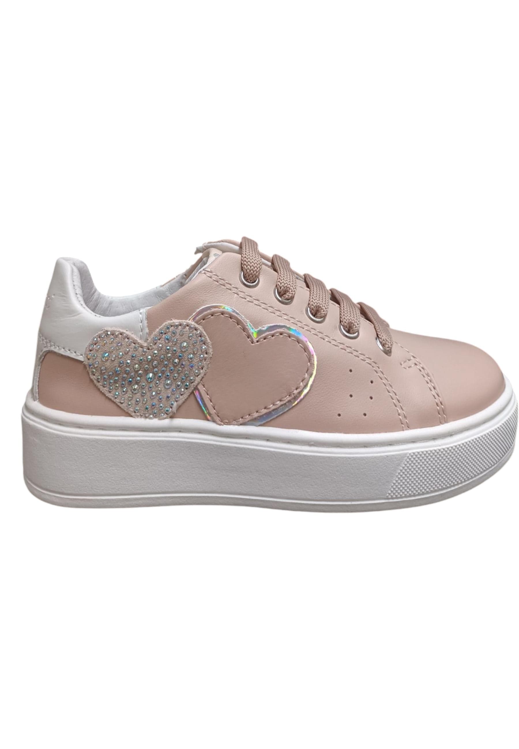 Scarpe sneakers Bambine e ragazze balducci kiab  rosa-argento laccio e zip laterale