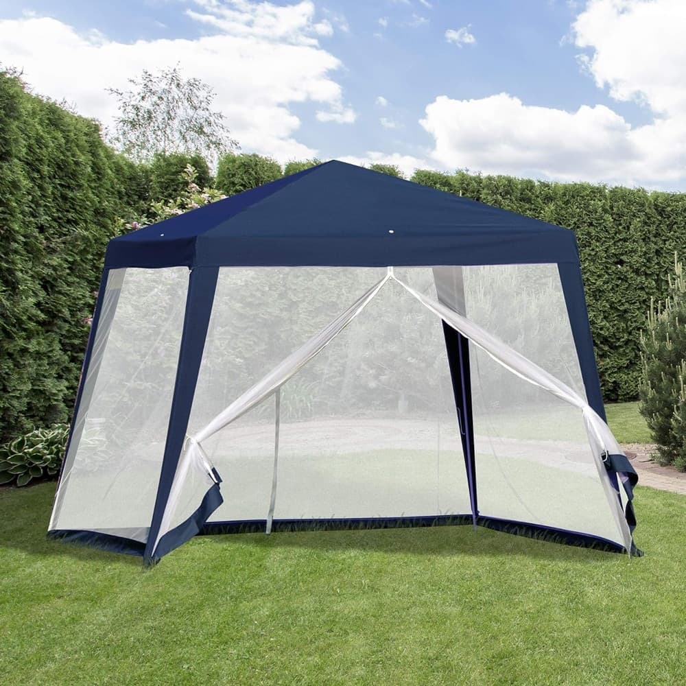 GAZEBO TENDA DA GIARDINO RESISTENTE REMOVIBILE 2.5X2.4X3MT BLU CON ZANZARIERA 222709 - 4