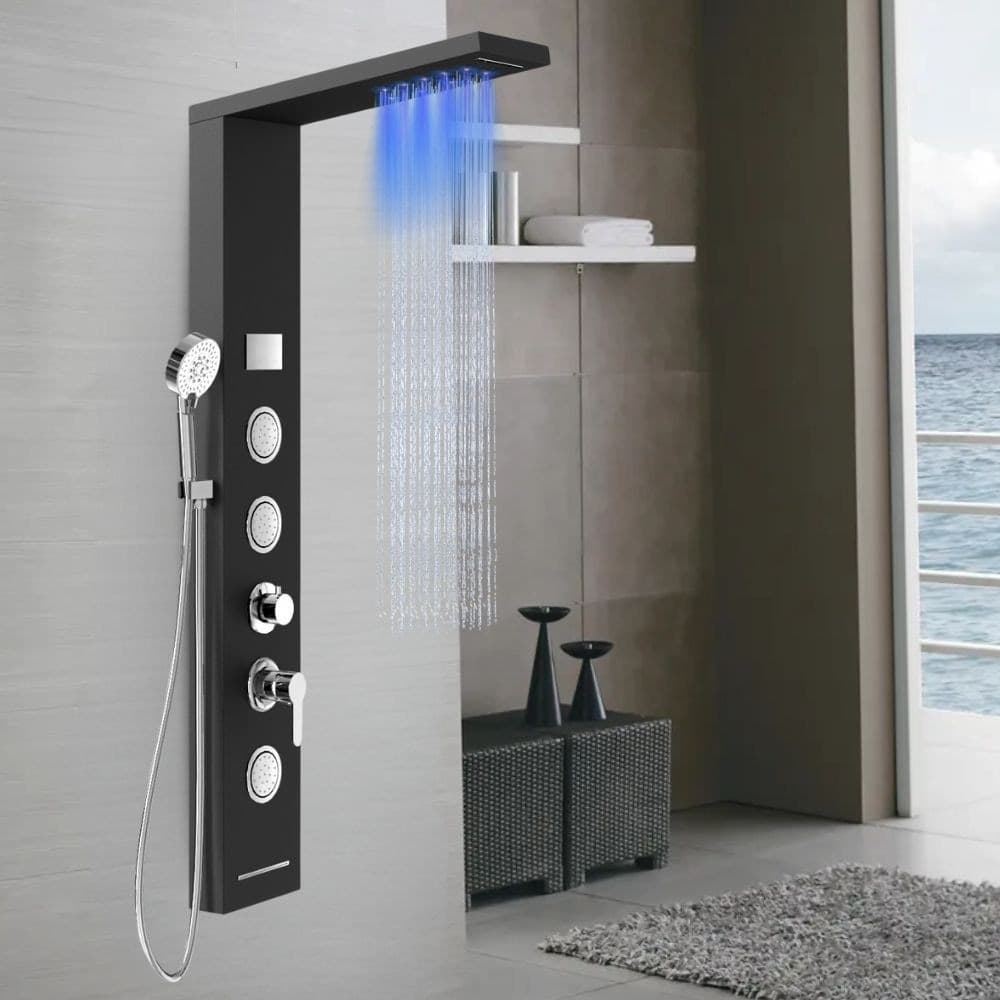 Colonna Doccia Shine Acciaio 4 Funzioni Luce LED Display Temperatura 2 Finiture - 21