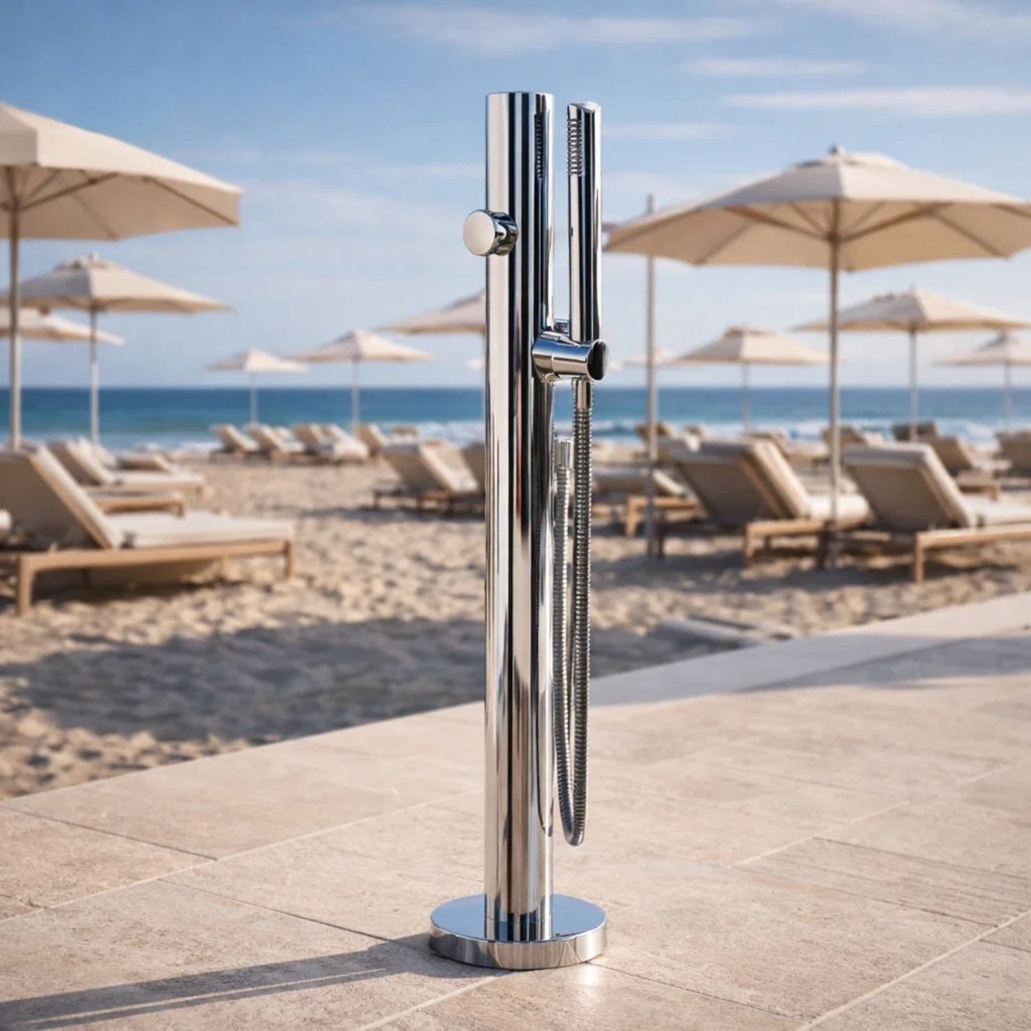 Fontana da Giardino Colonna esterno SAMBUCO Acciaio Inox Con Miscelatore 100cm - 3