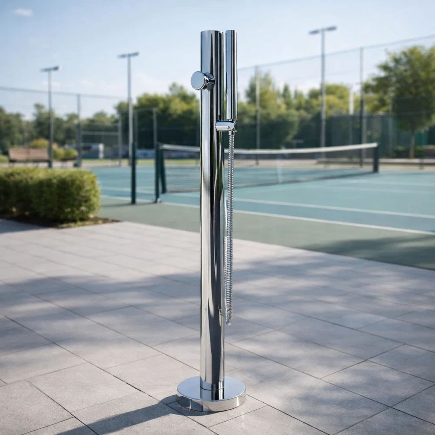 Fontana da Giardino Colonna esterno SAMBUCO Acciaio Inox Con Miscelatore 100cm - 4