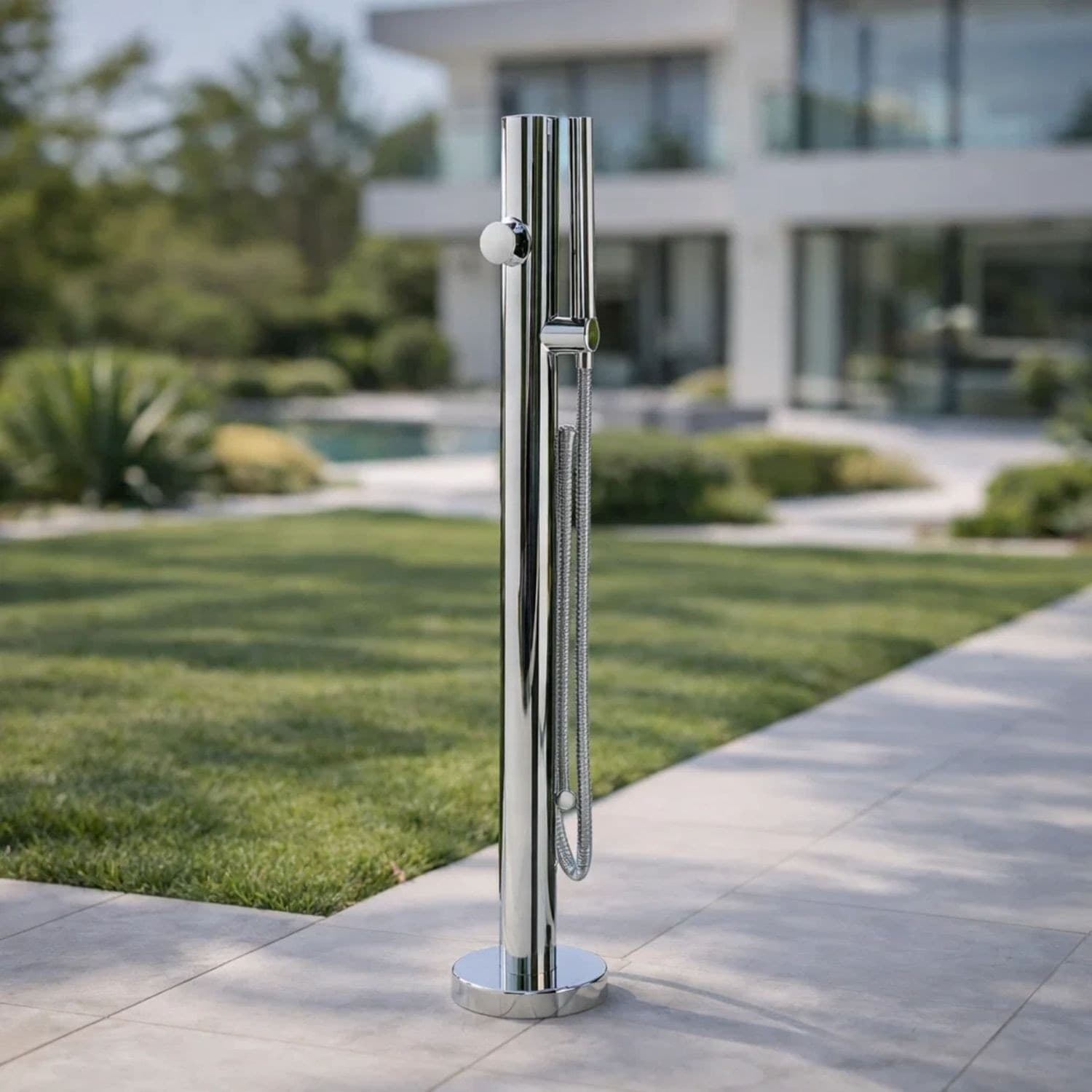 Fontana da Giardino Colonna esterno SAMBUCO Acciaio Inox Con Miscelatore 100cm - 5